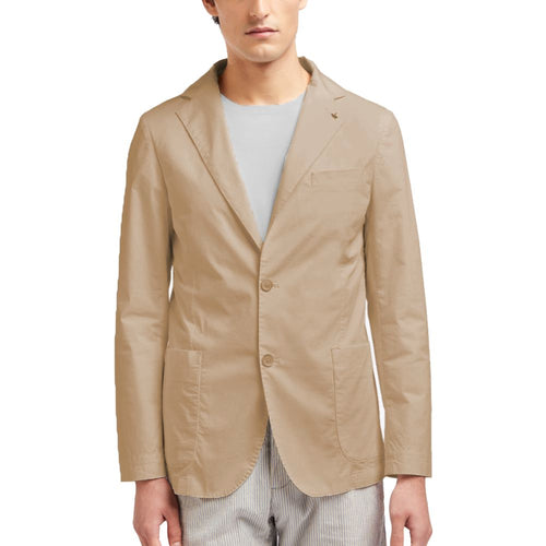 "Beige Cotton Men's Classic Jacket"