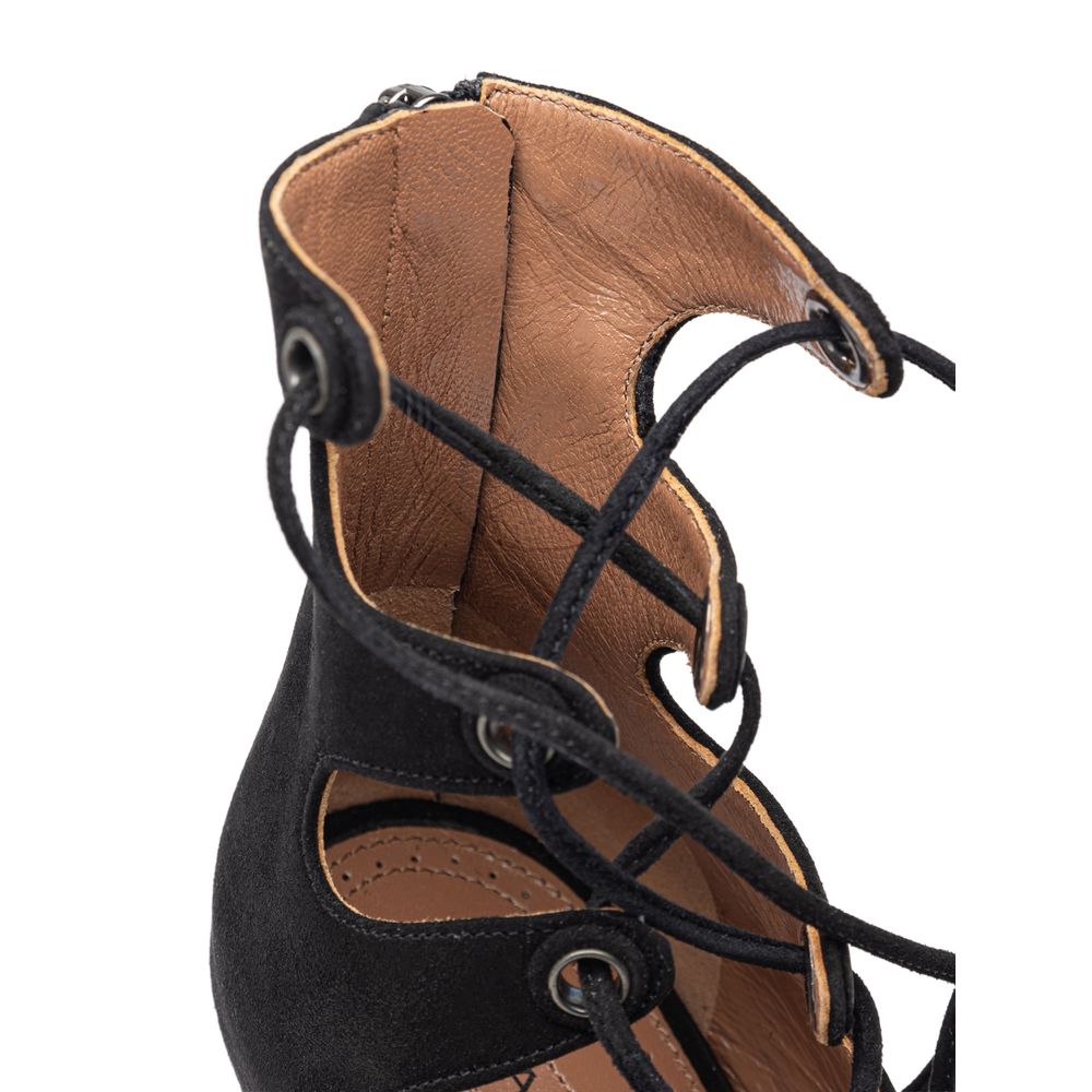 Black Suede Leather Lace-Up