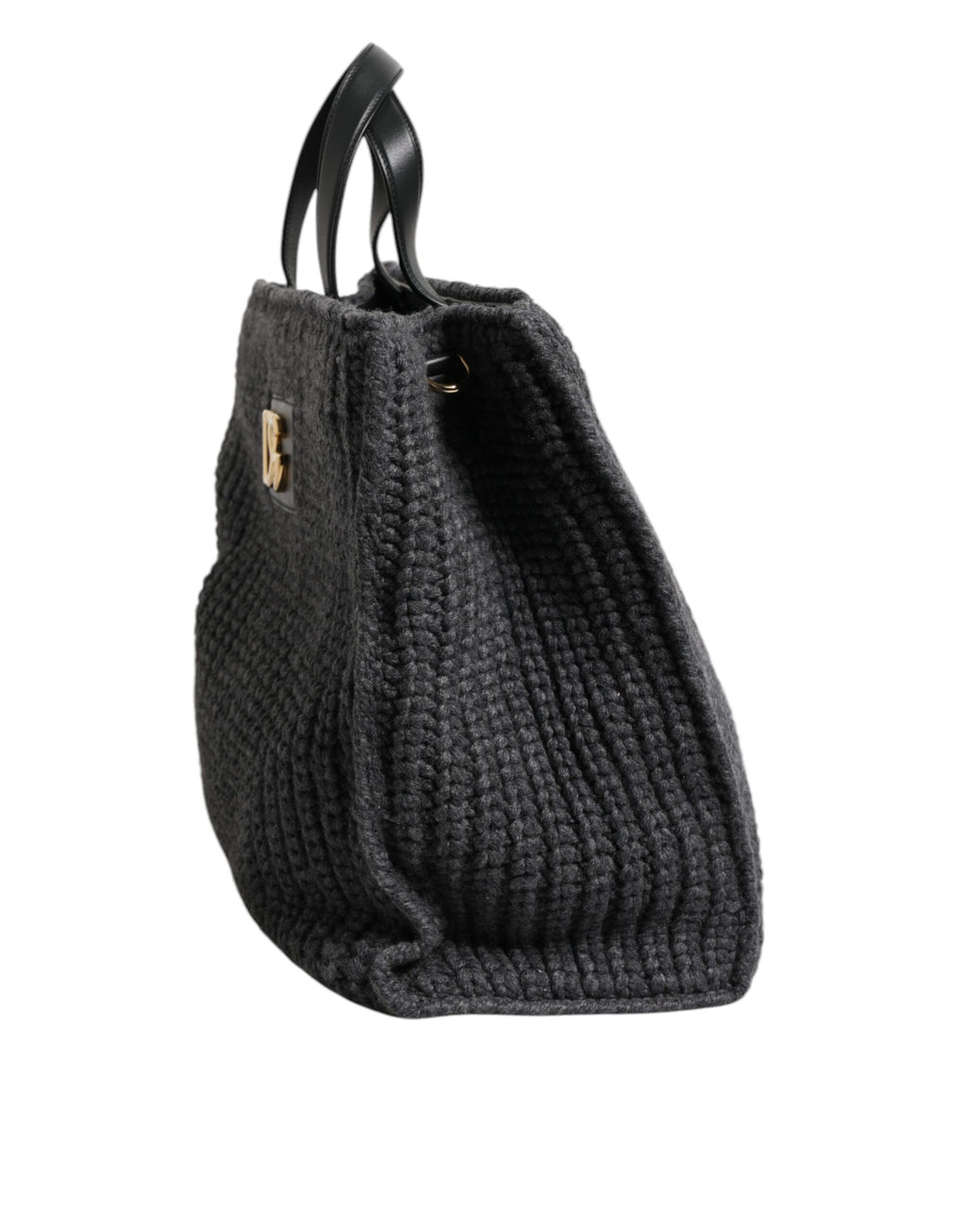 Black Large Knitted Crochet Shoulder Shopper DG Logo Bag