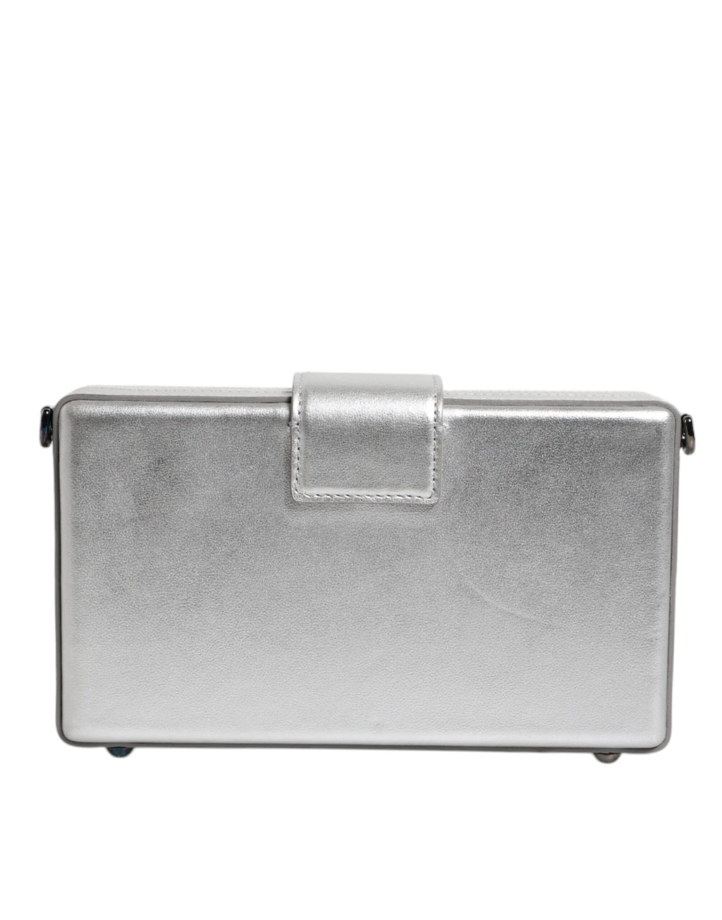 Metallic Silver DG BOX Leather Shoulder Strap Bag