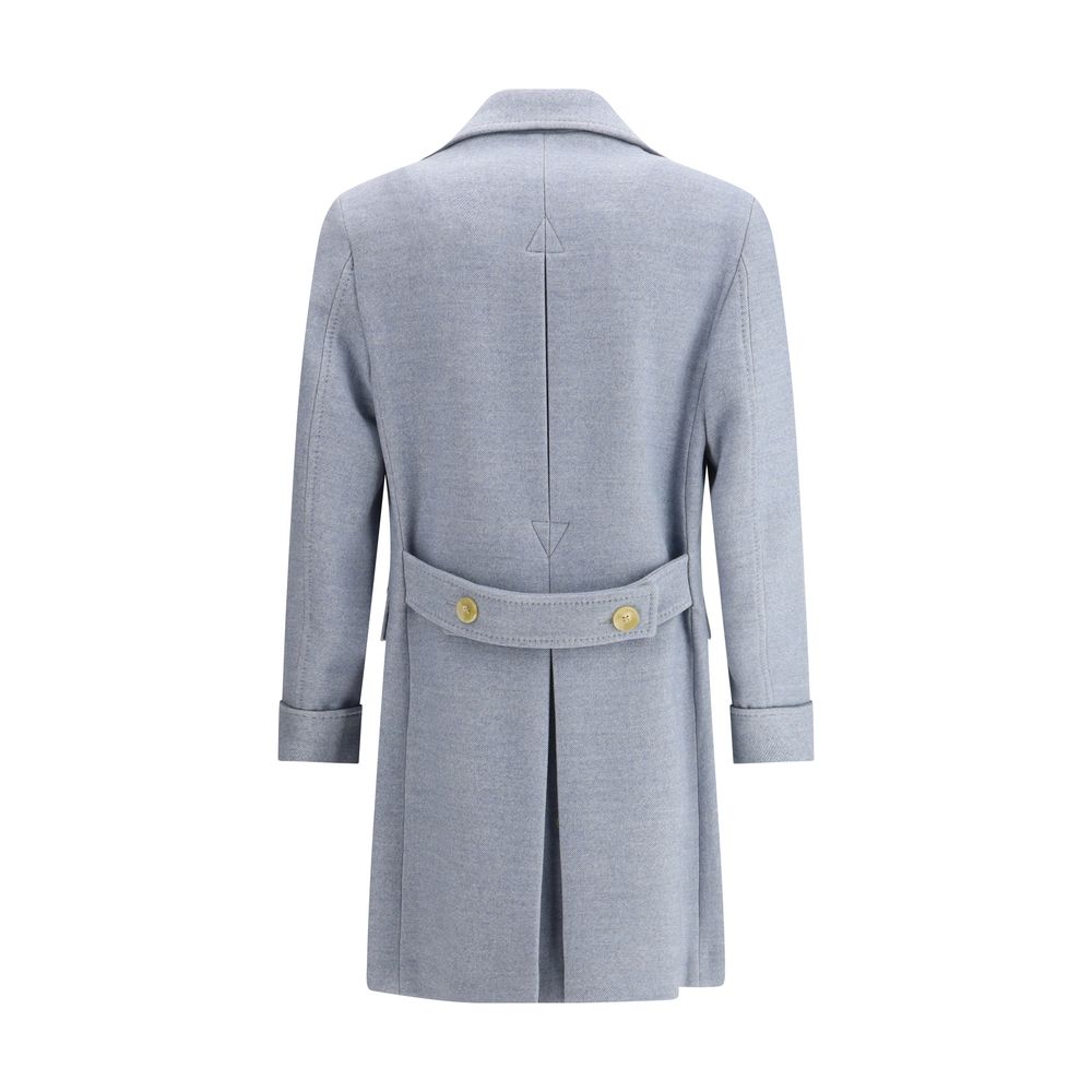 Light Blue Fleece Wool Coat