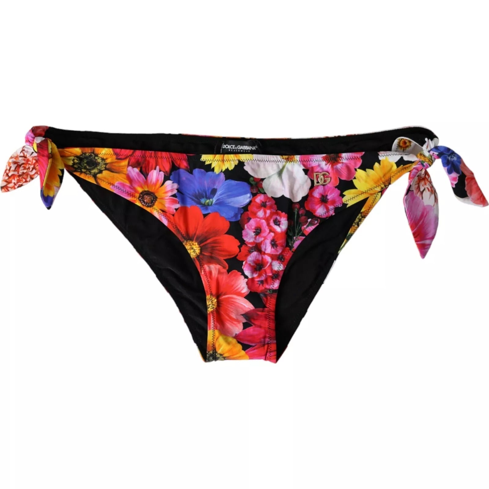 Black Floral Print Swimsuit Bikini Bottom Swimwear