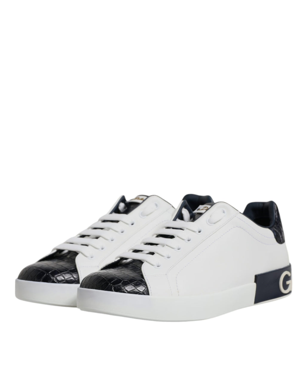 White Black Leather Portofino Sneaker Shoes