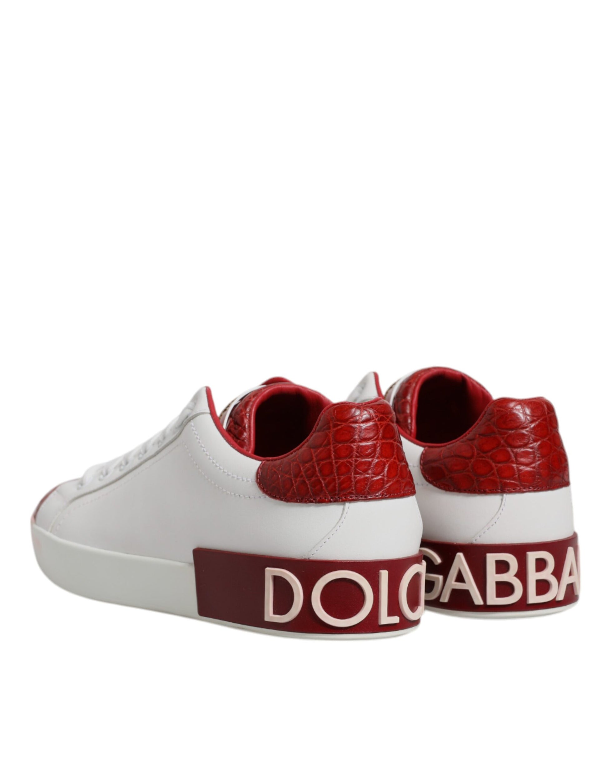 White Red Leather Portofino Men Sneaker Shoes