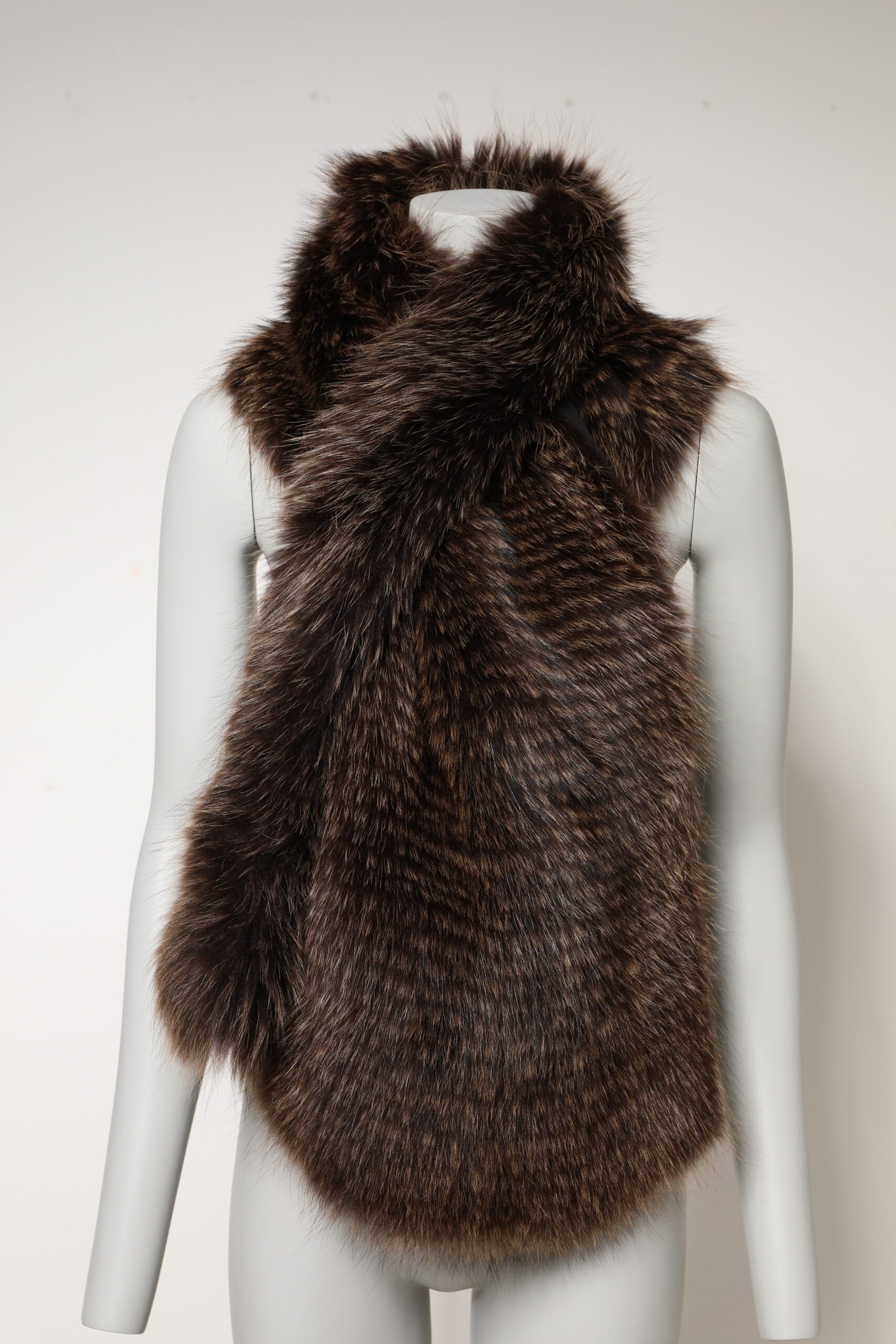 Brown Raccoon Fur Neck Warmer Winter Scarf