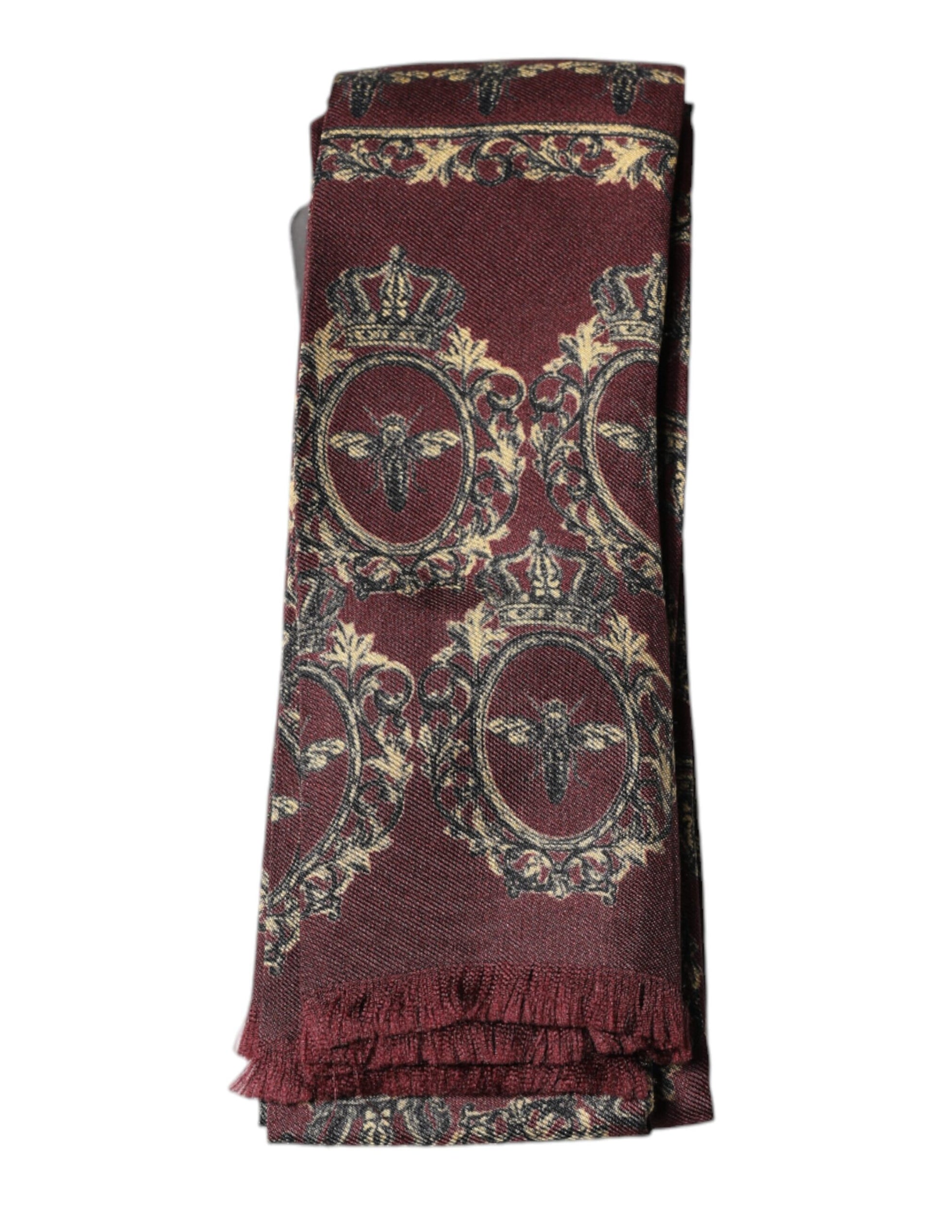 Bordeaux Printed Silk Neck Wrap Shawl Scarf