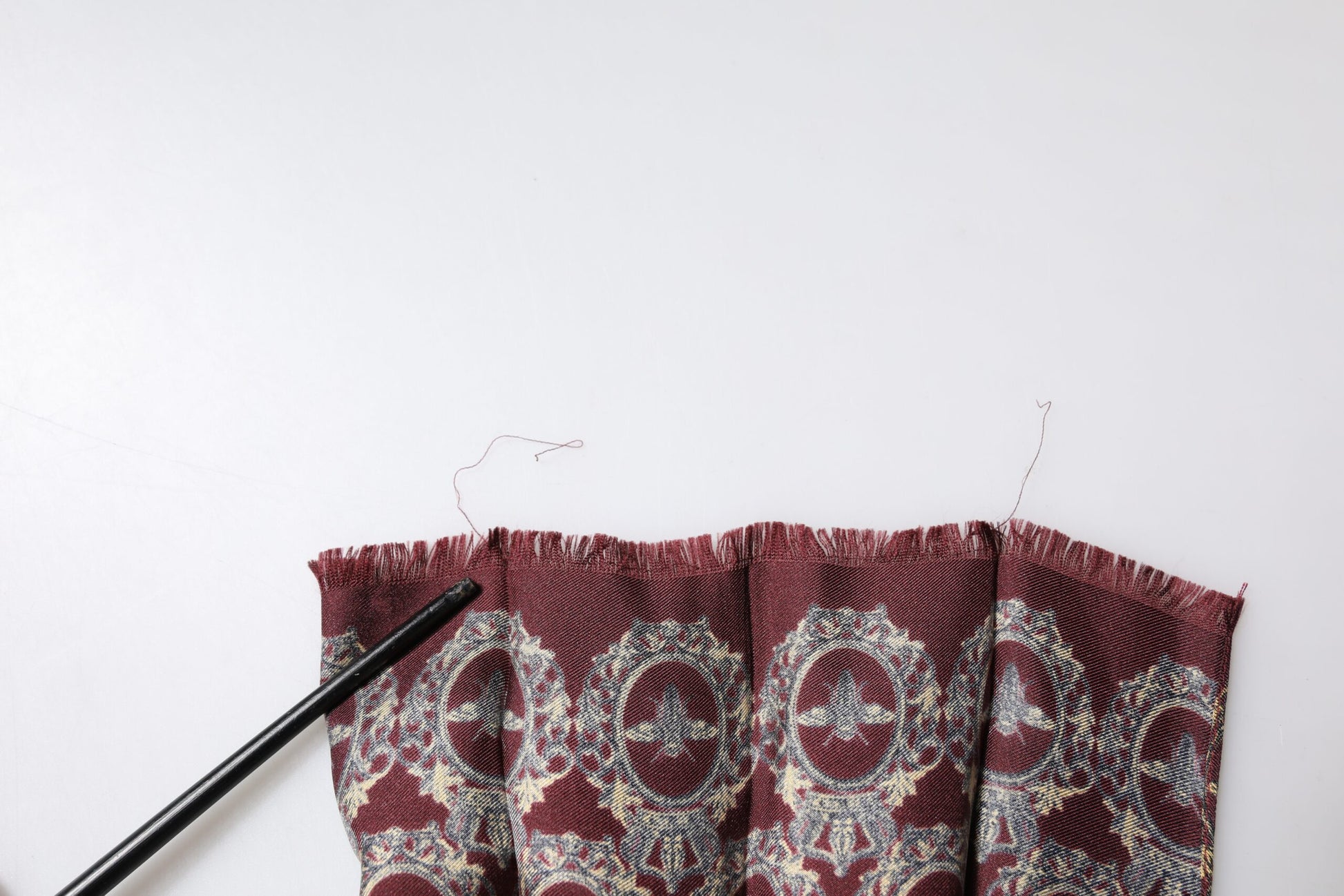 Bordeaux Printed Silk Neck Wrap Shawl Scarf