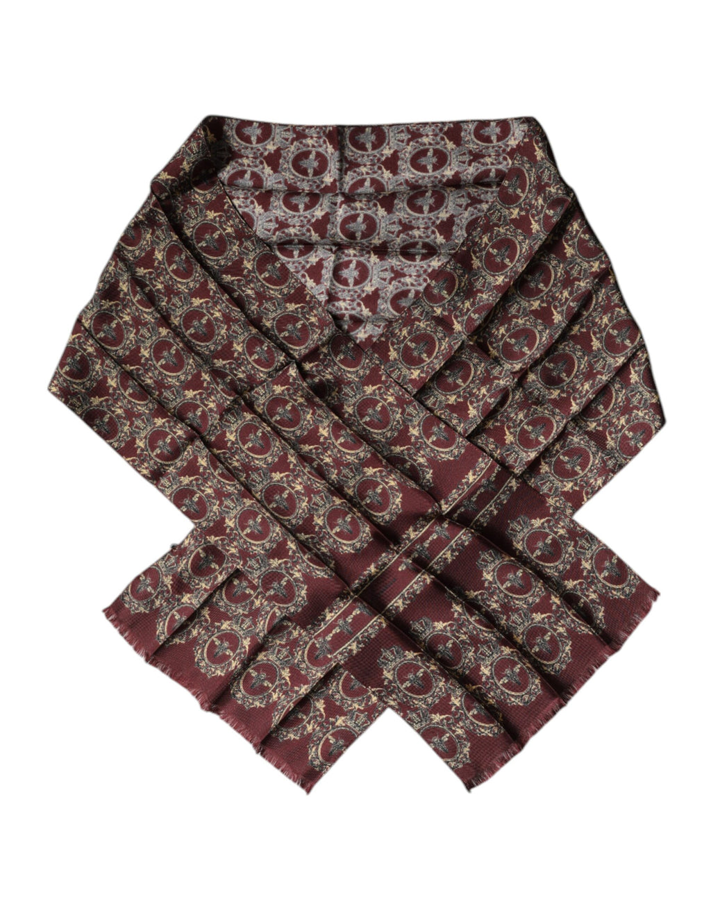 Bordeaux Printed Silk Neck Wrap Shawl Scarf