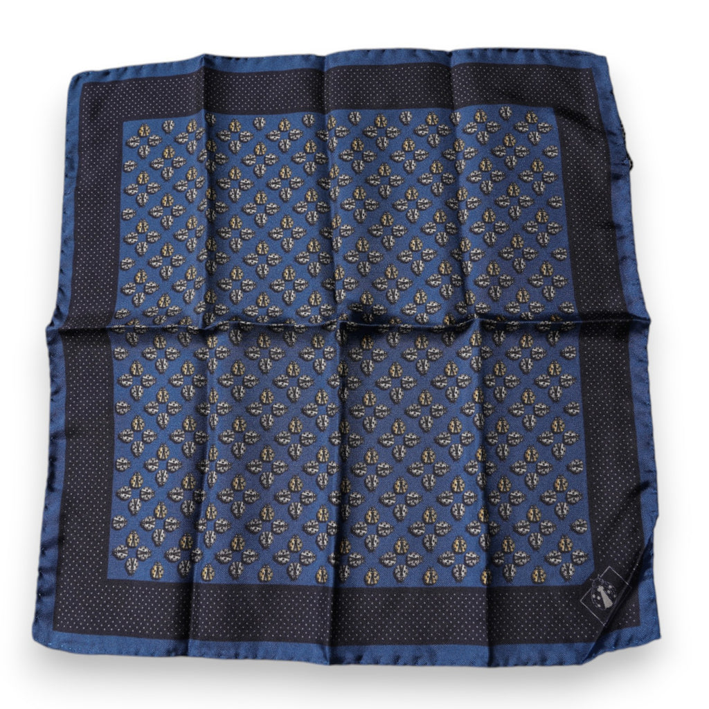 Blue Lady Bug Silk Square Handkerchief Scarf