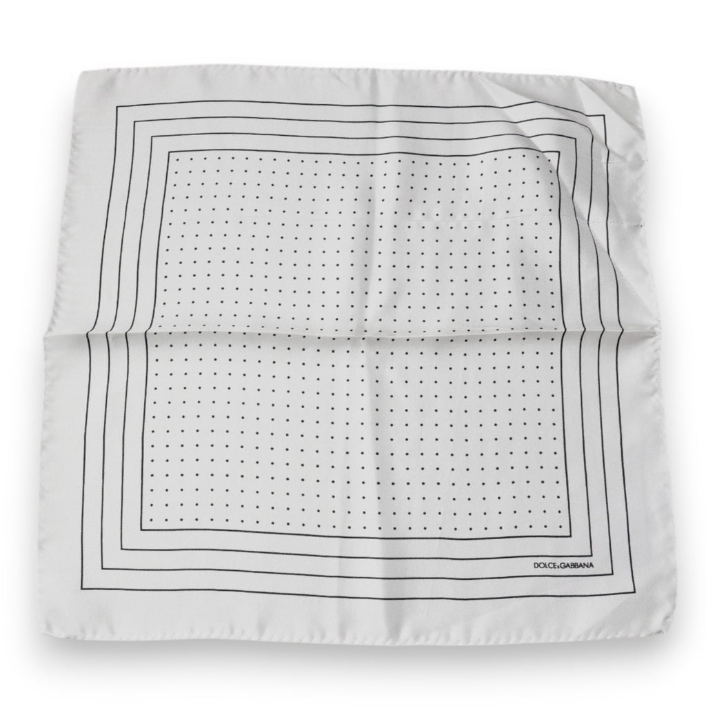 White Polka Dots Square Handkerchief Scarf