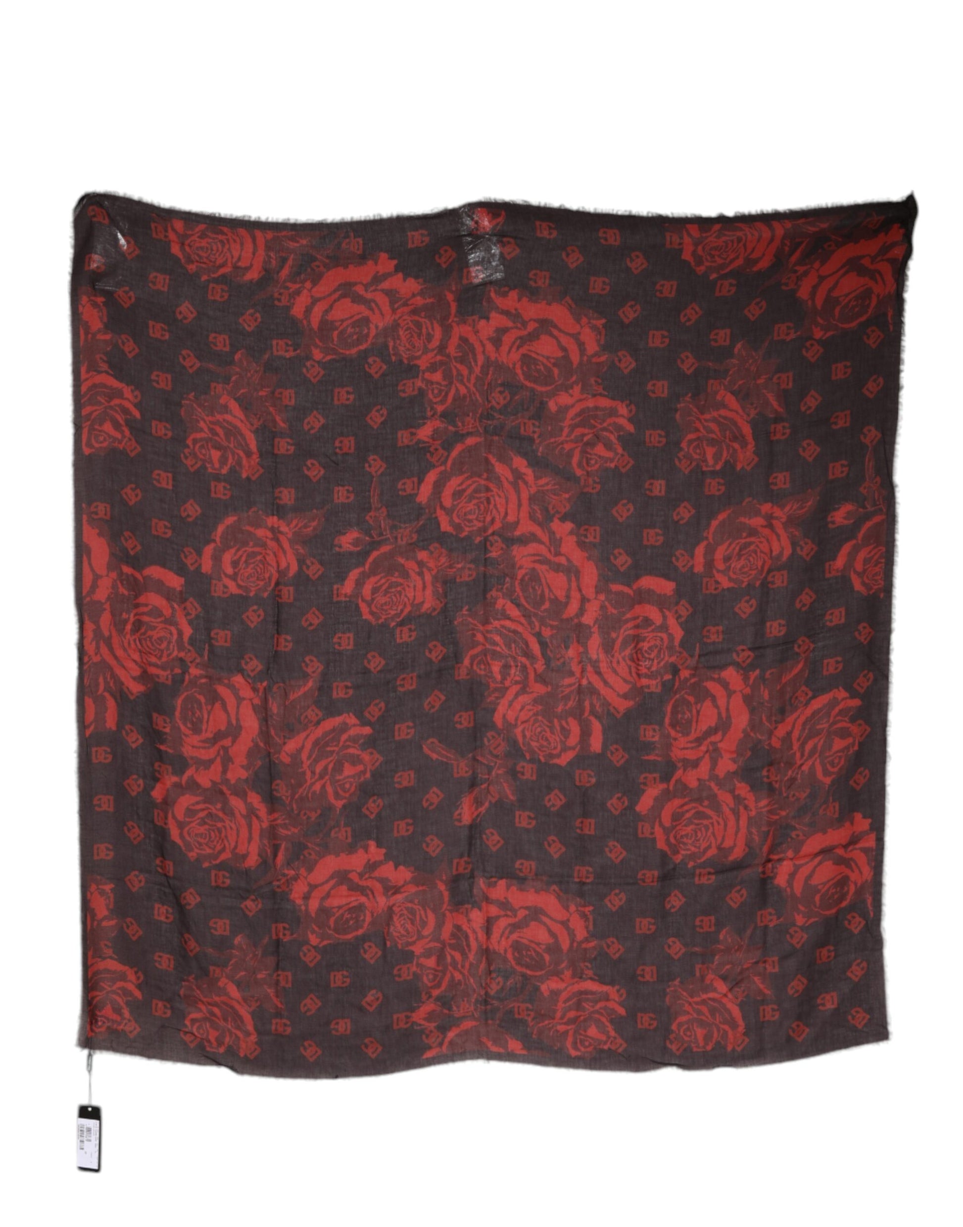 Black Red Floral Modal Wrap Shawl Scarf