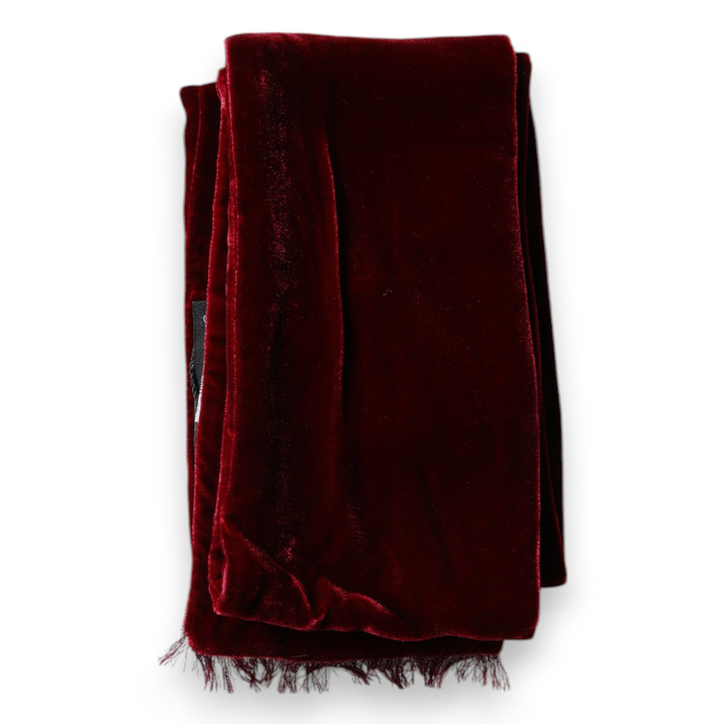 Maroon Silk Fringes Skinny Neck Wrap Scarf