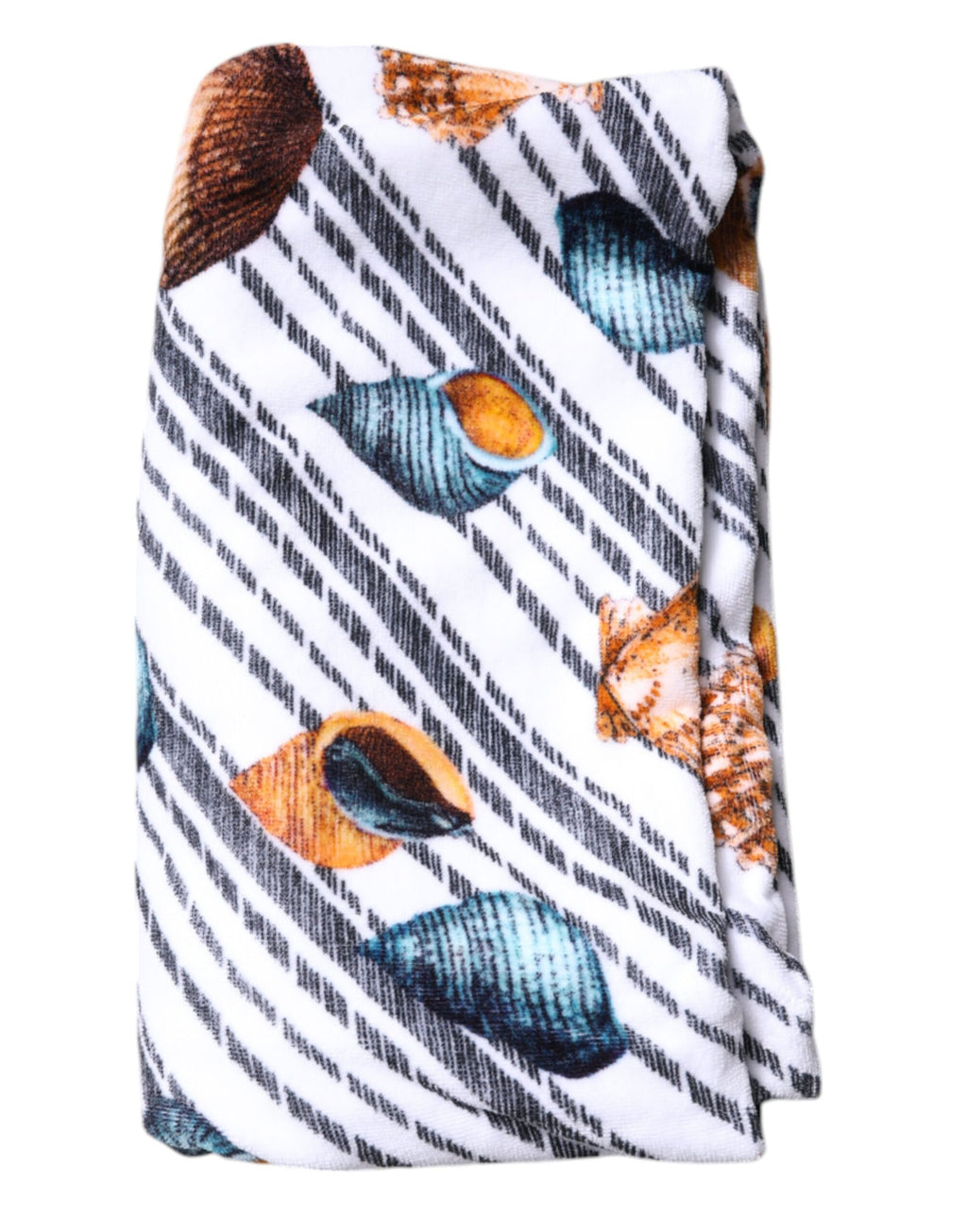 Multicolor Stripes Seashells Beach Towel