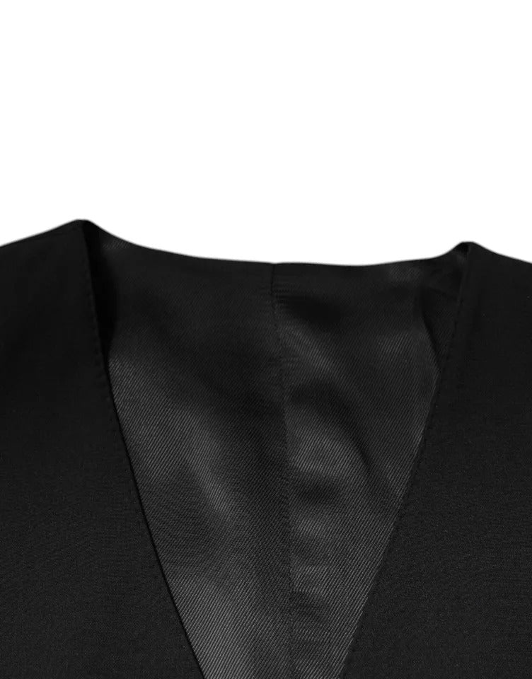 Black Wool Formal Dress Men Waistcoat Vest