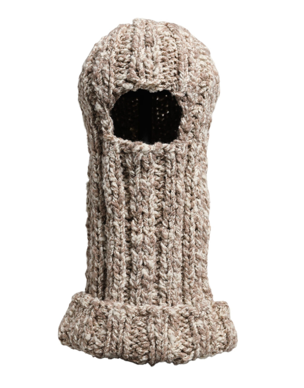 Beige Wool Knitted Ski Mask Balaclava Hat