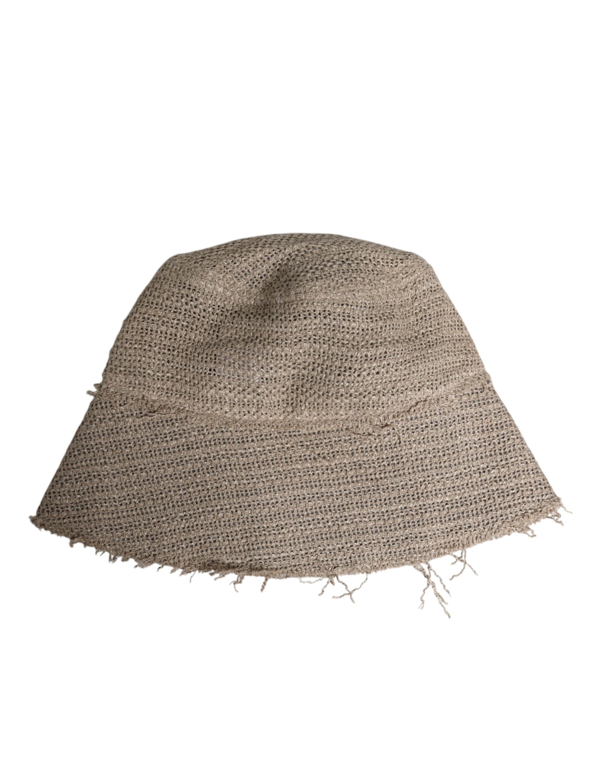 Beige Linen Wide Brim Bucket Hat
