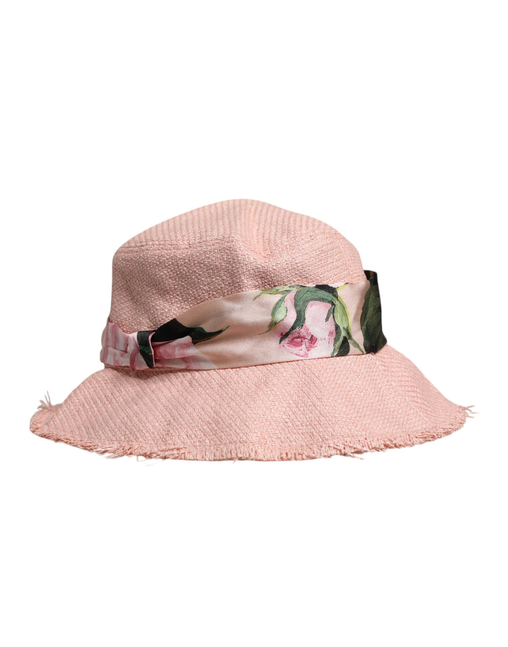 Pink Cotton Wide Brim Bucket Hat