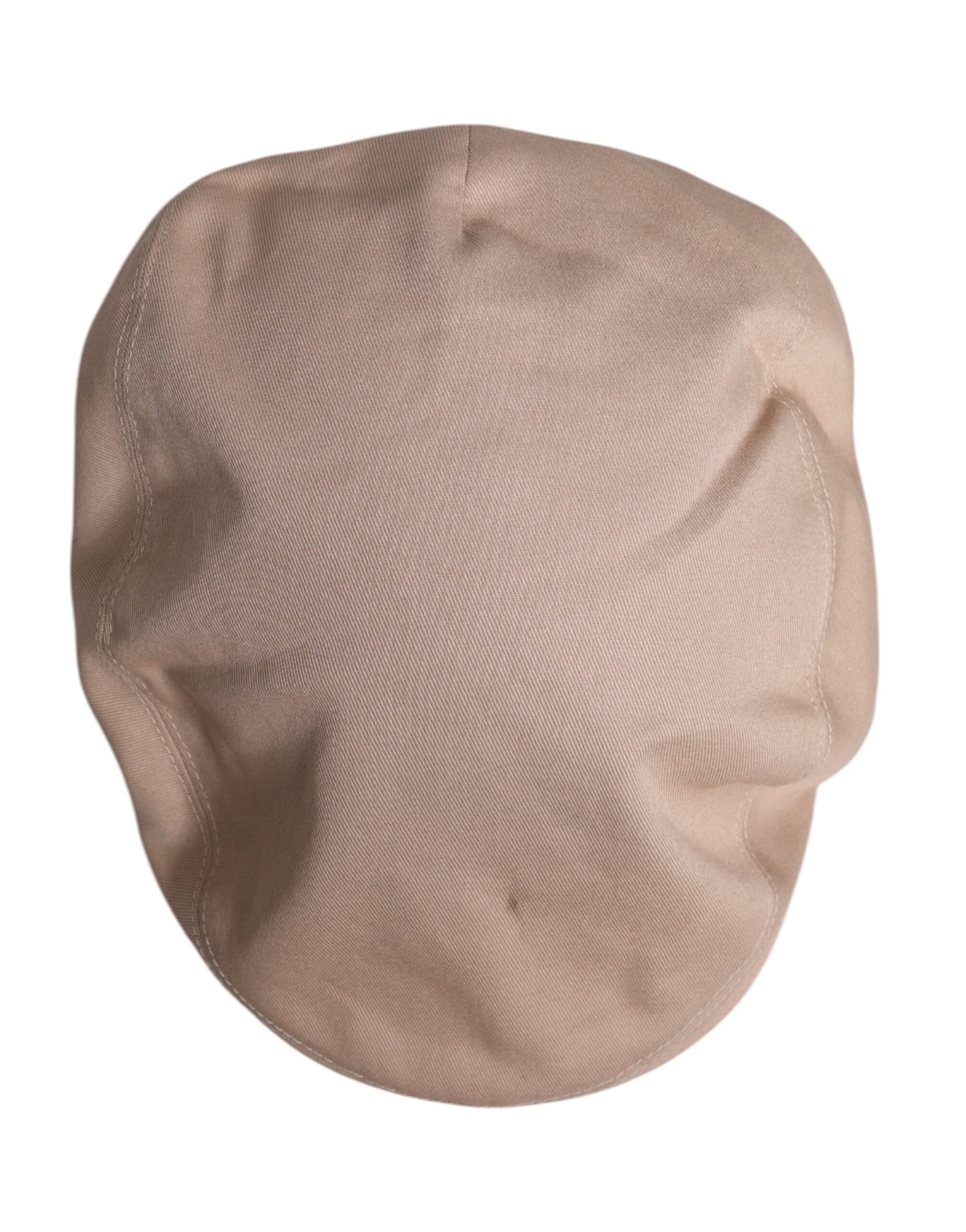 Beige Cotton Newsboy Capello Cabbie Hat