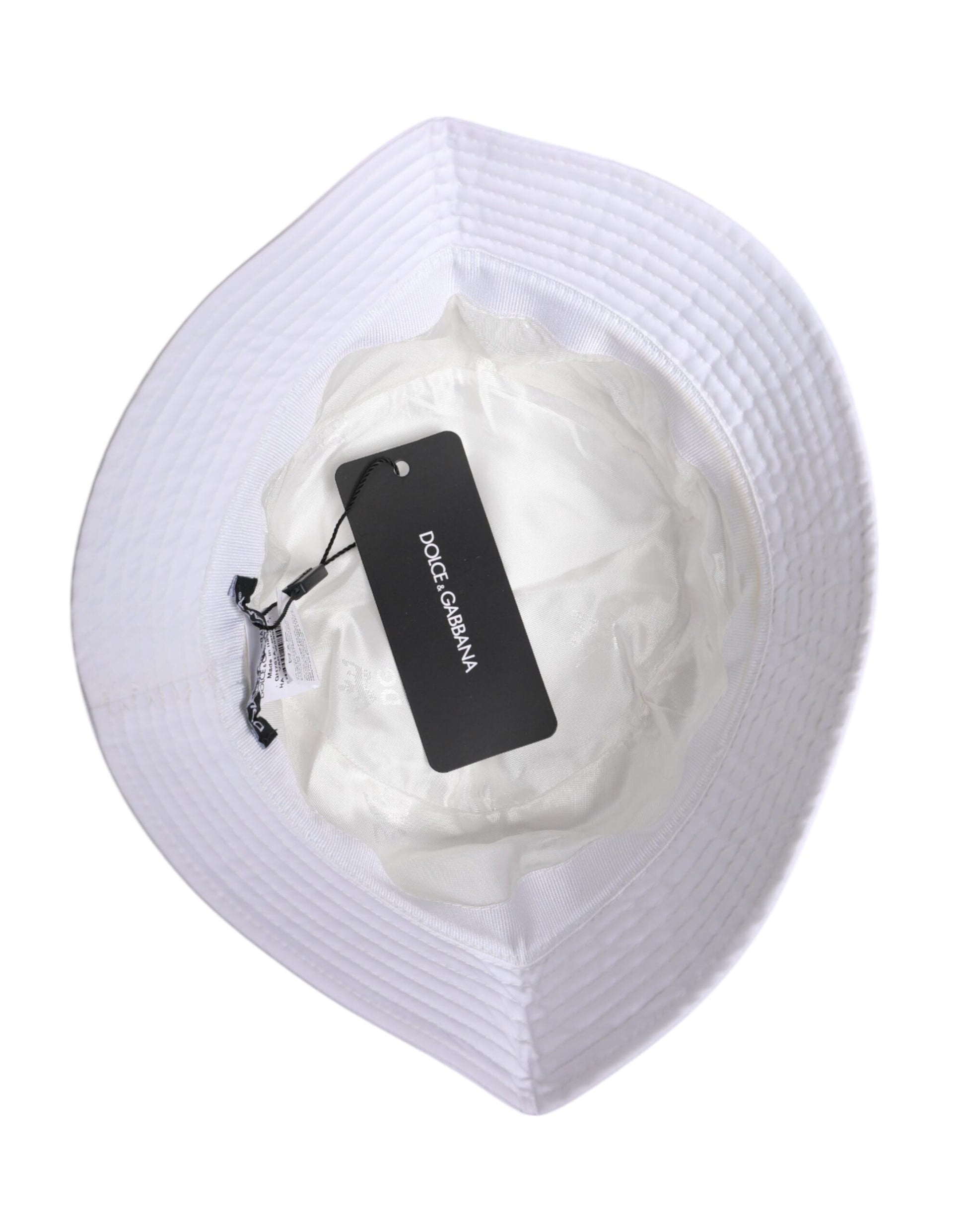 White Cotton Wide Brim Bucket Hat