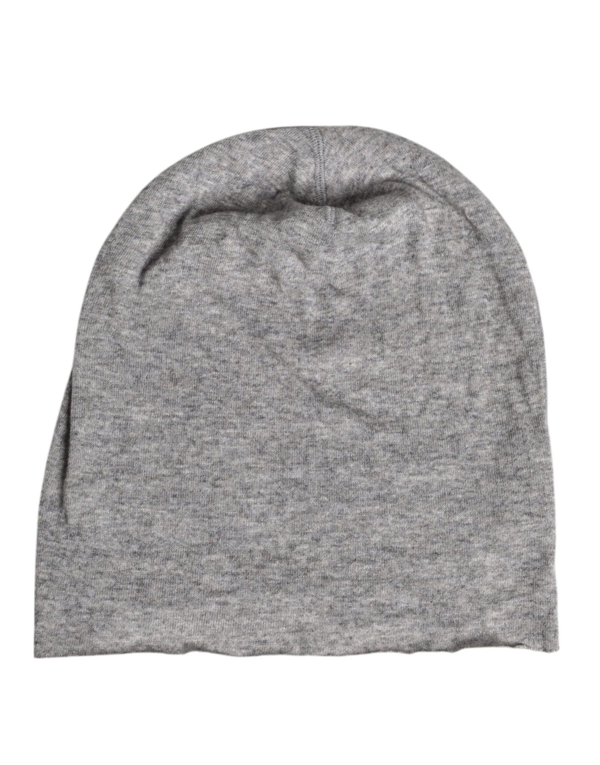 Gray Viscose Blend Knitted Beanie Cap