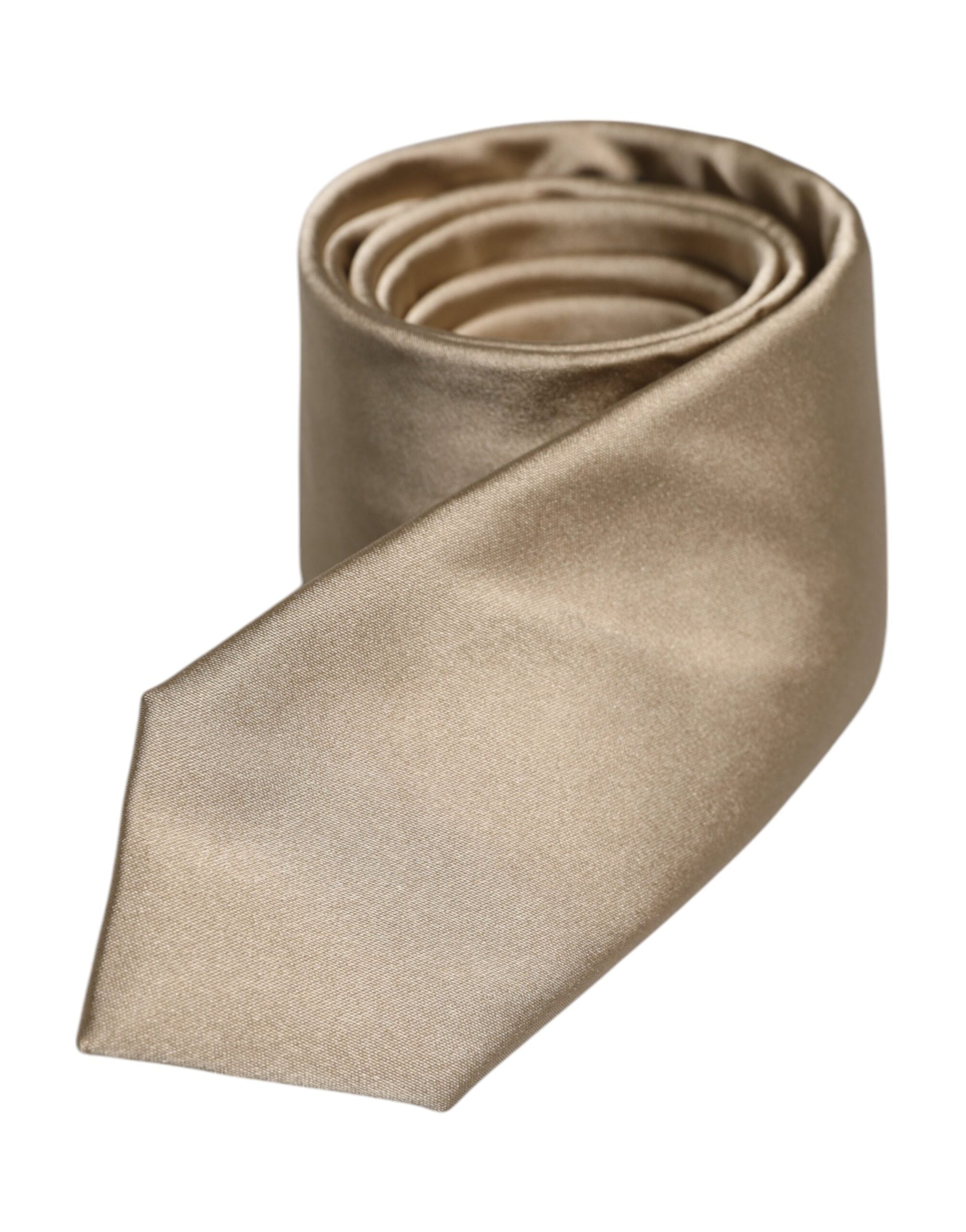 Beige Solid Silk Adjustable Necktie Tie