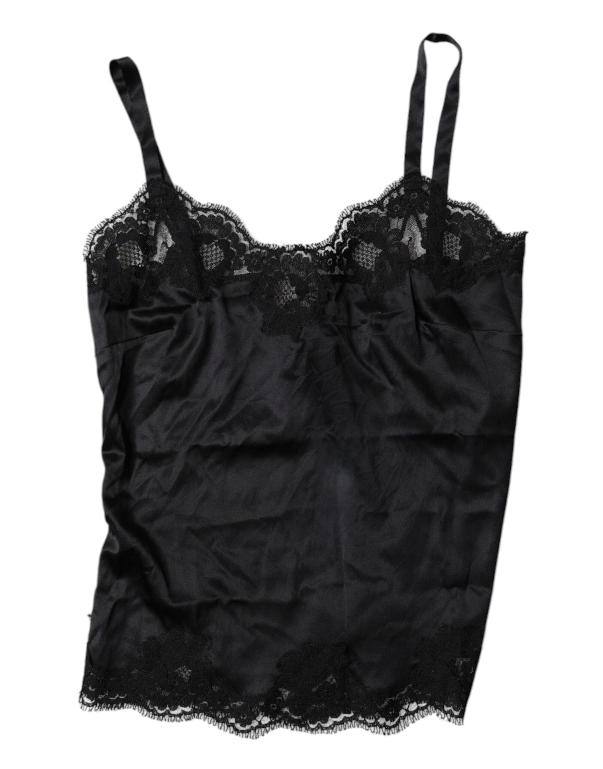 Black Lace Silk Blend Camisole Top Underwear