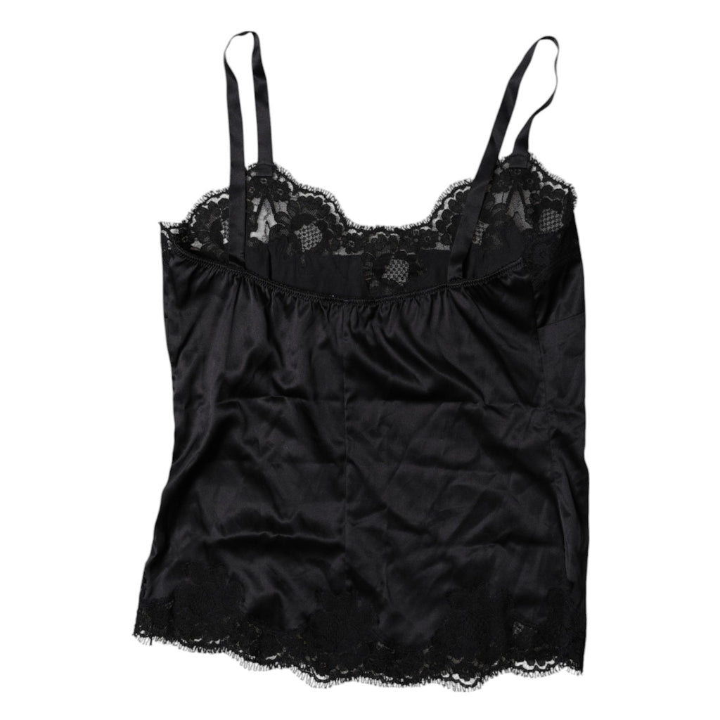Black Lace Silk Blend Camisole Top Underwear