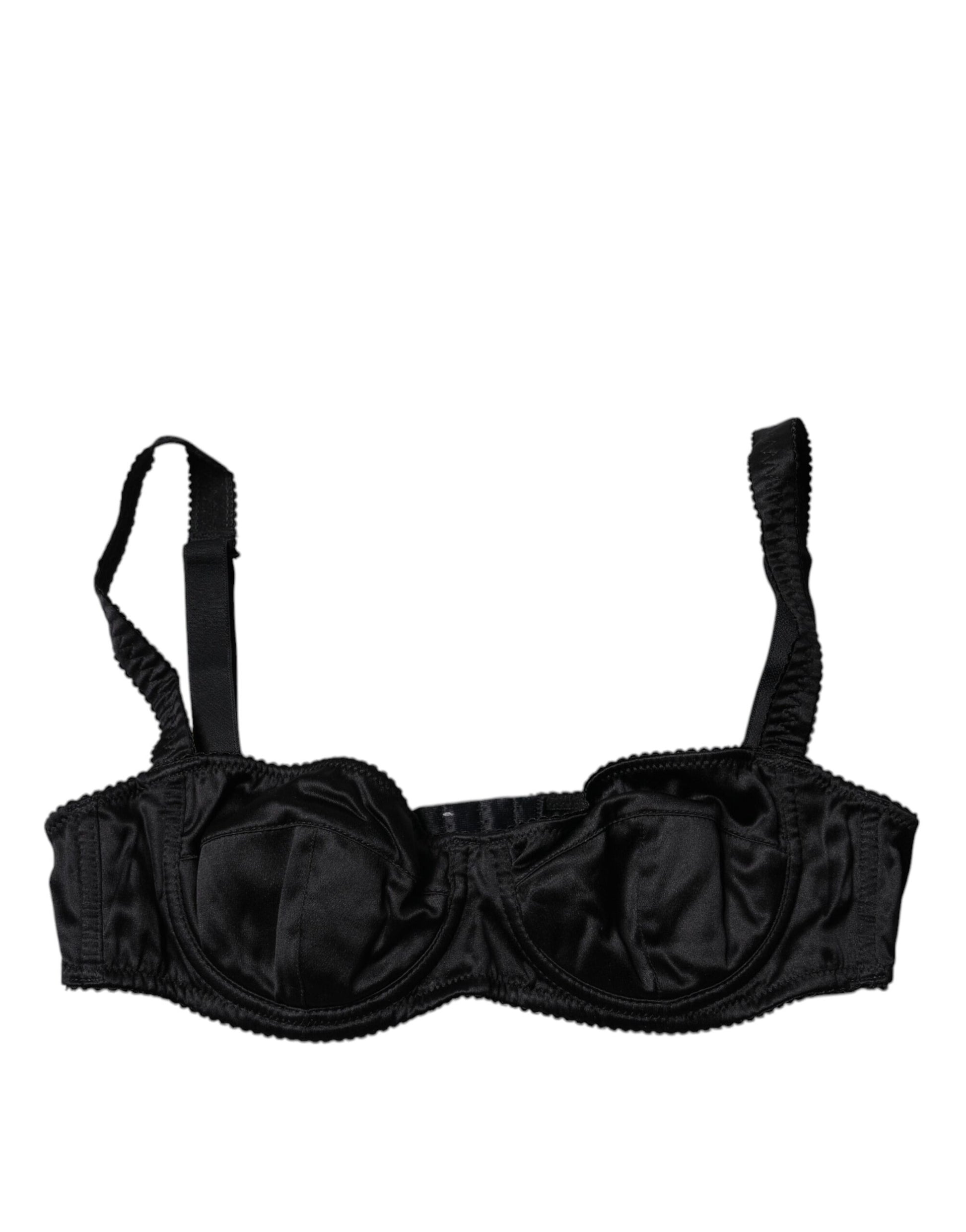 Black Silk Stretch Balconette Brassiere Underwear