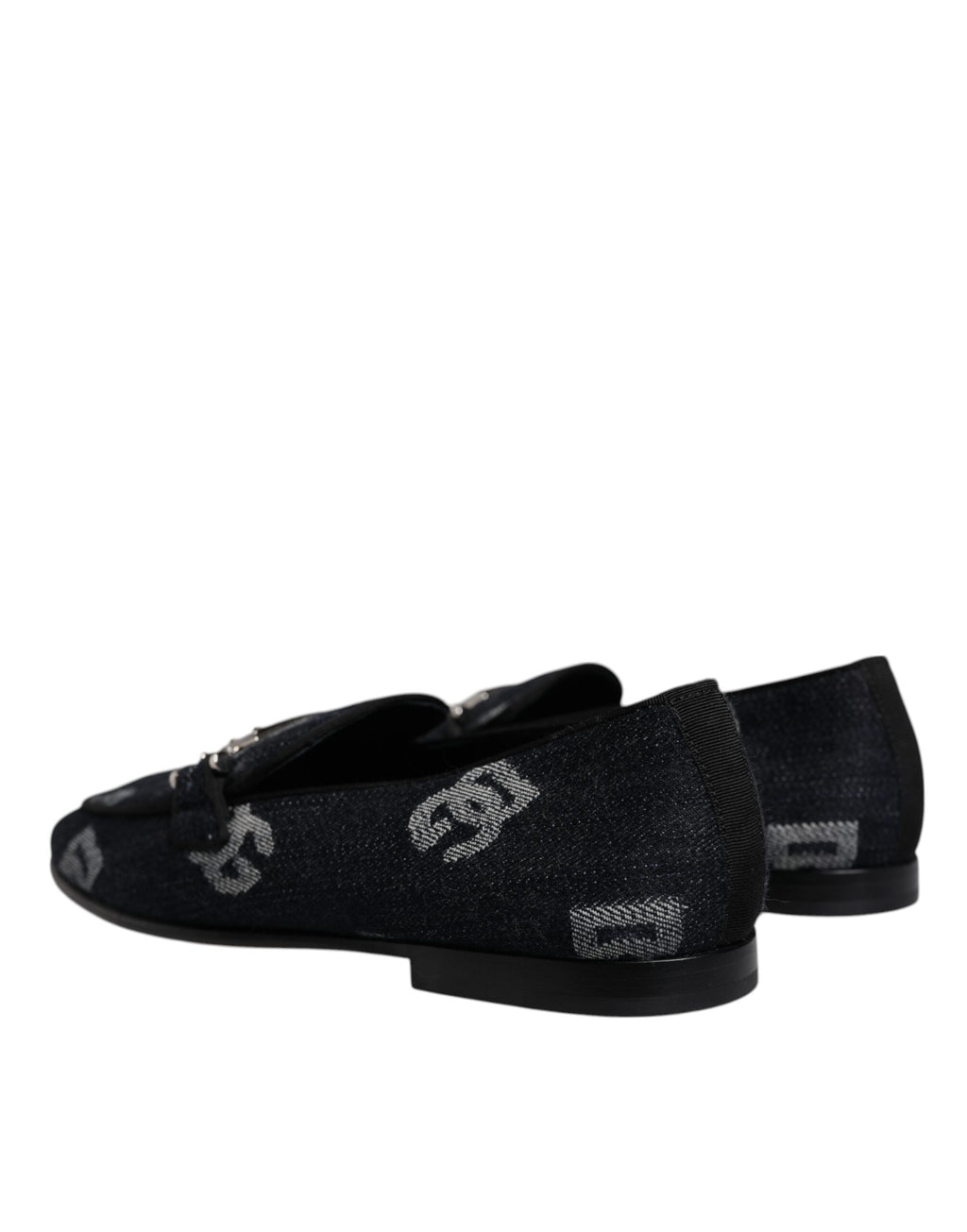 Black Logo Cotton Loafers Formal Dress Shoes