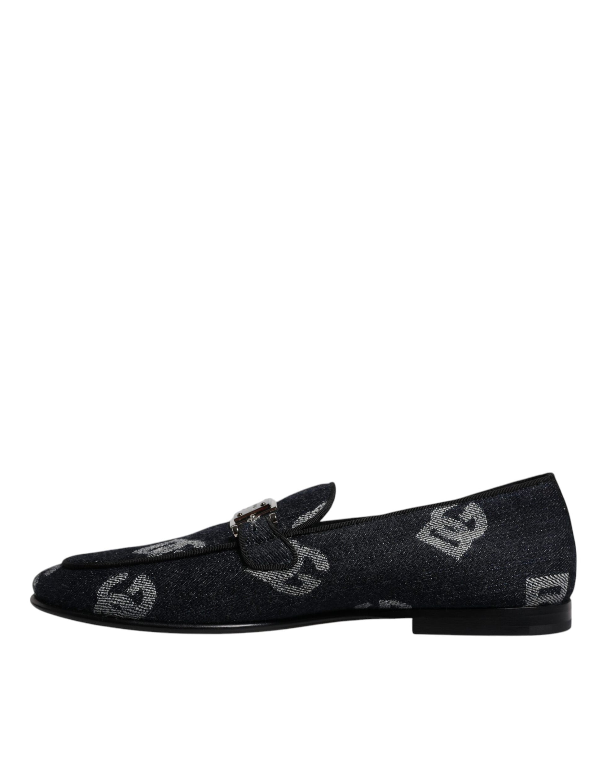 Black Logo Cotton Loafers Formal Dress Shoes