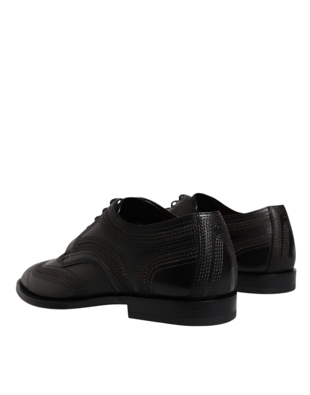 Black Embroidered Classic Leather Derby Dress Shoes