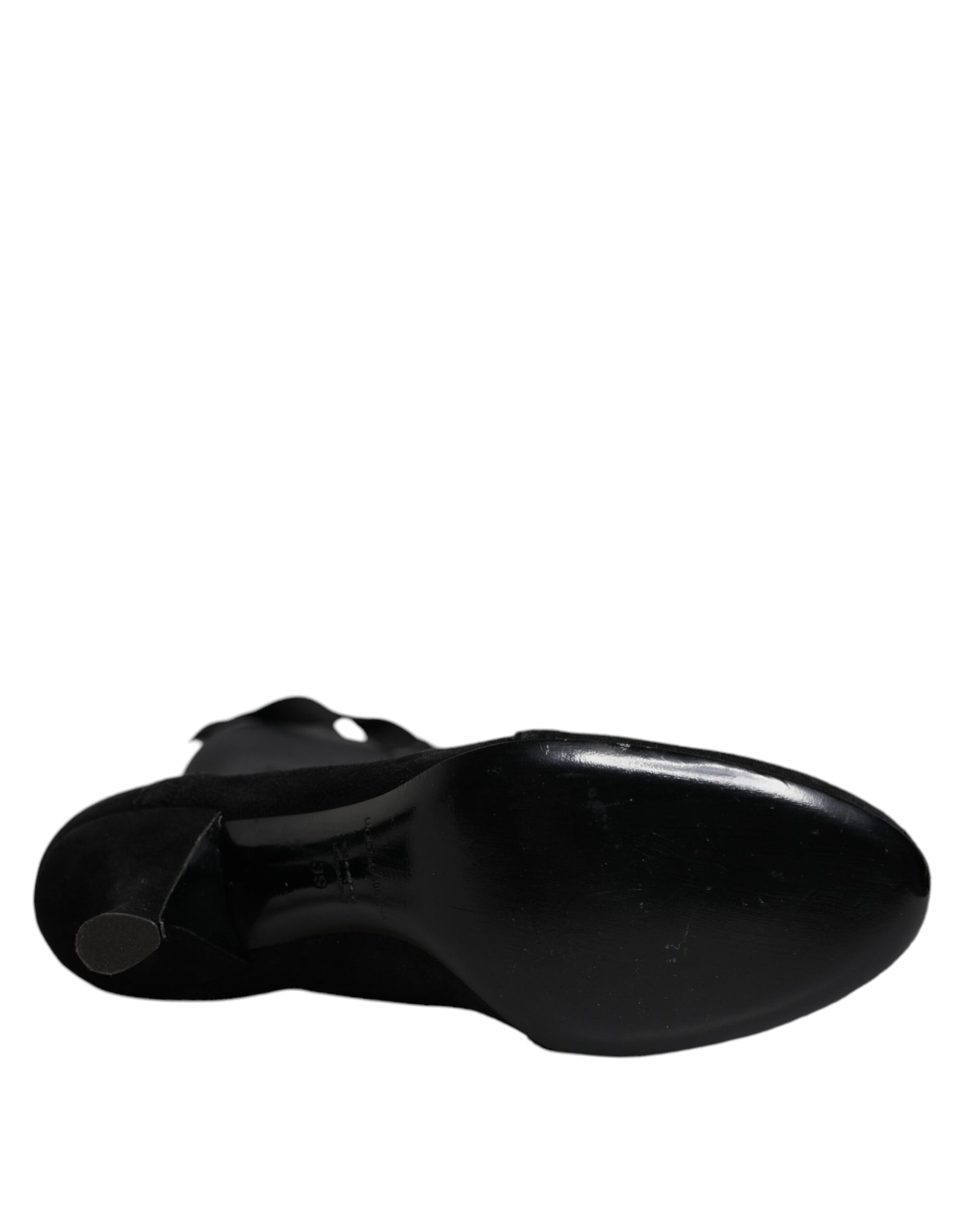 Black Lace Up Heels High Boots Shoes