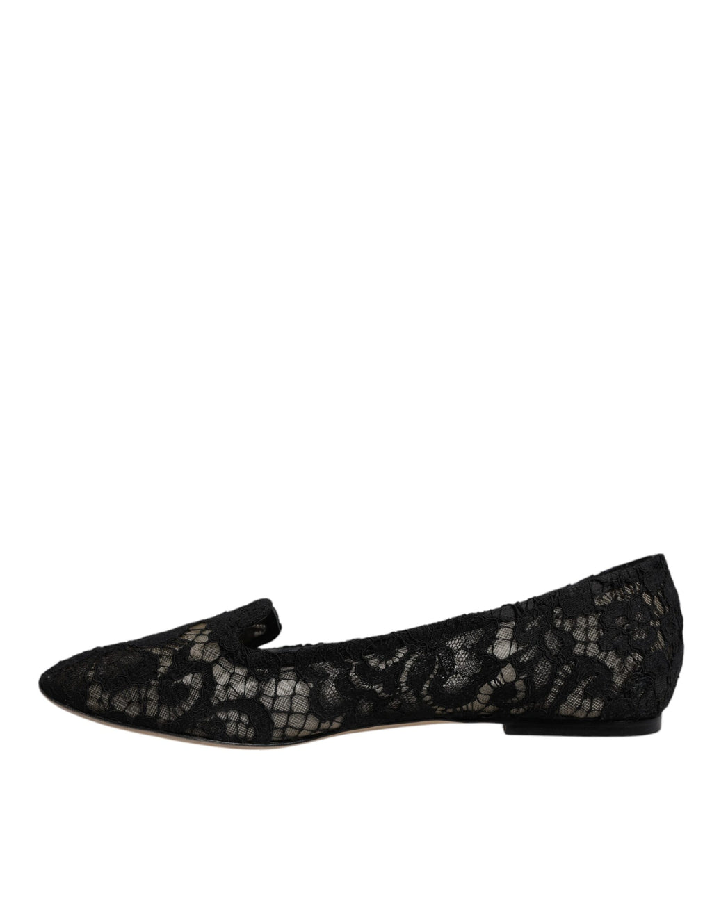 Black Taormina Lace Slip On Flats Shoes