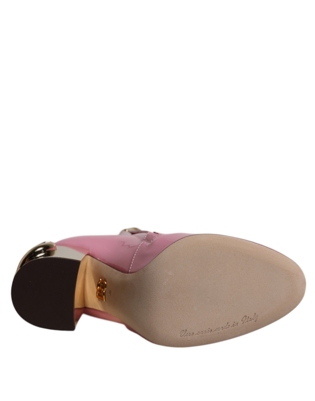 Pink Patent Leather Heel Mid Calf Boots Shoes