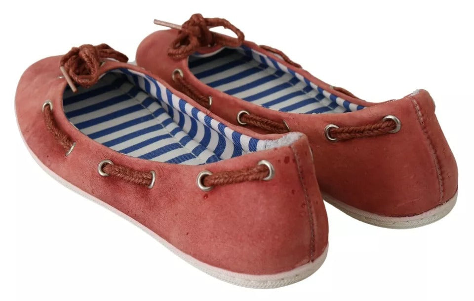 Scarlet Red Blue Stripe Flat Slip-On Shoes