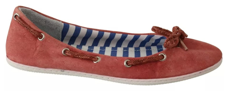 Scarlet Red Blue Stripe Flat Slip-On Shoes