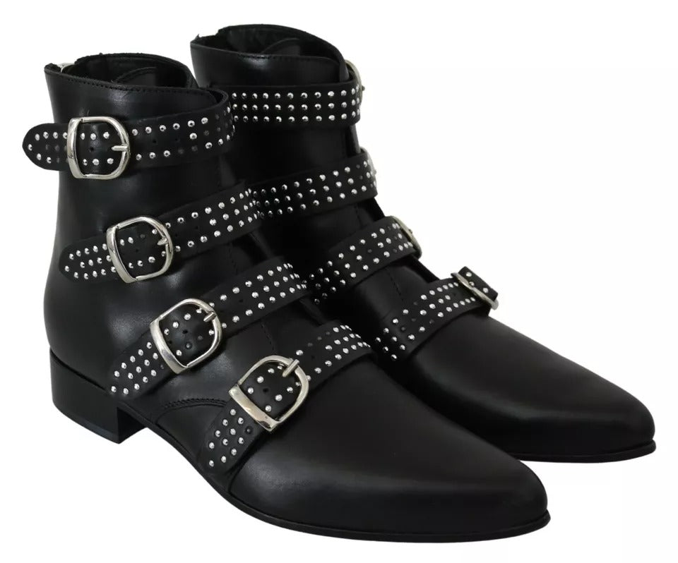Black Fashion Buckled Zipper Ankle Boots Shoes