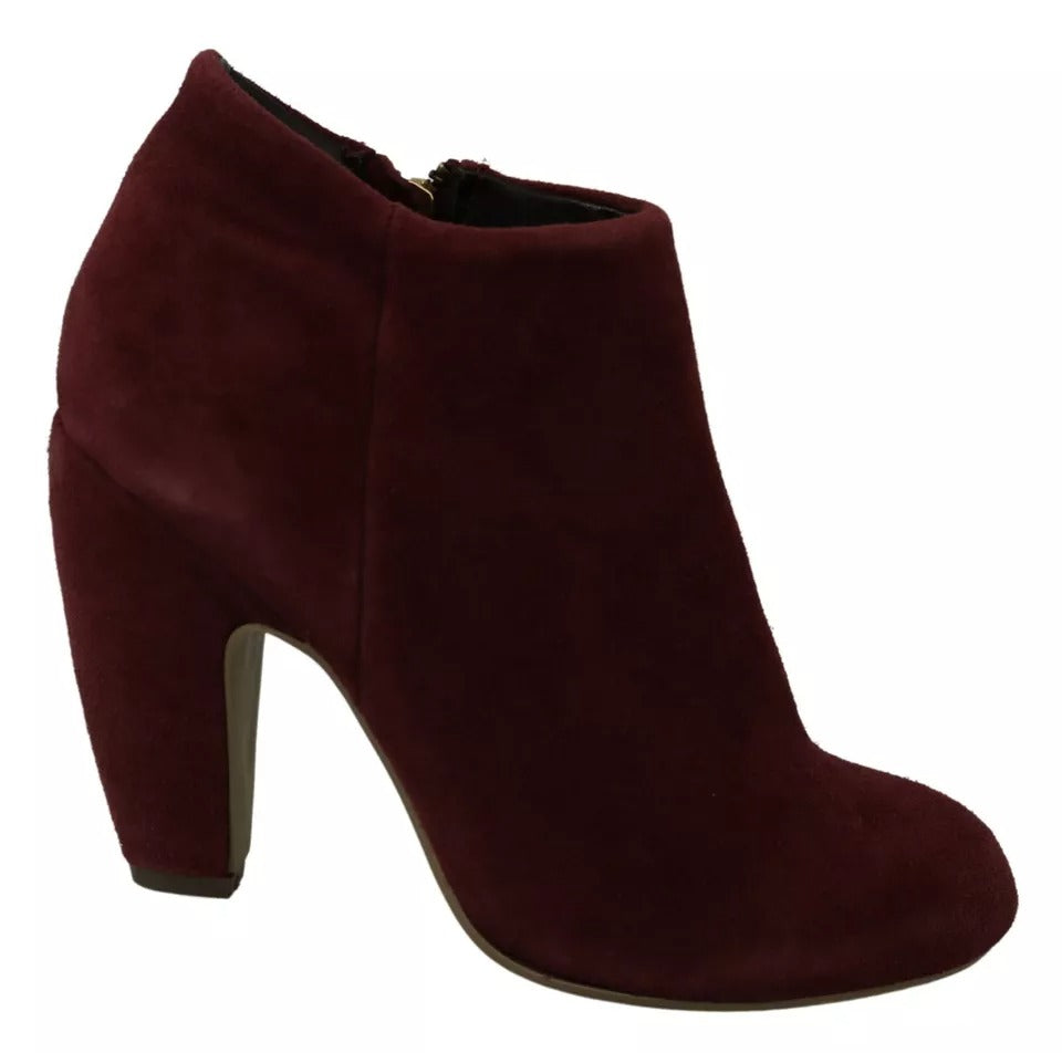Maroon Blush Velvet Suede Penelope Ankle Boots Shoes