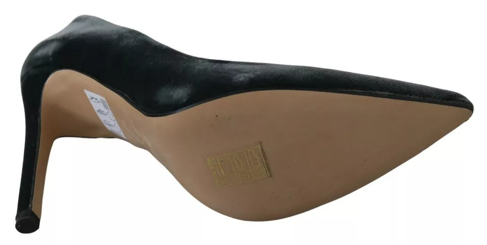 Gray Velvet Dress Stiletto Pumps Shoes