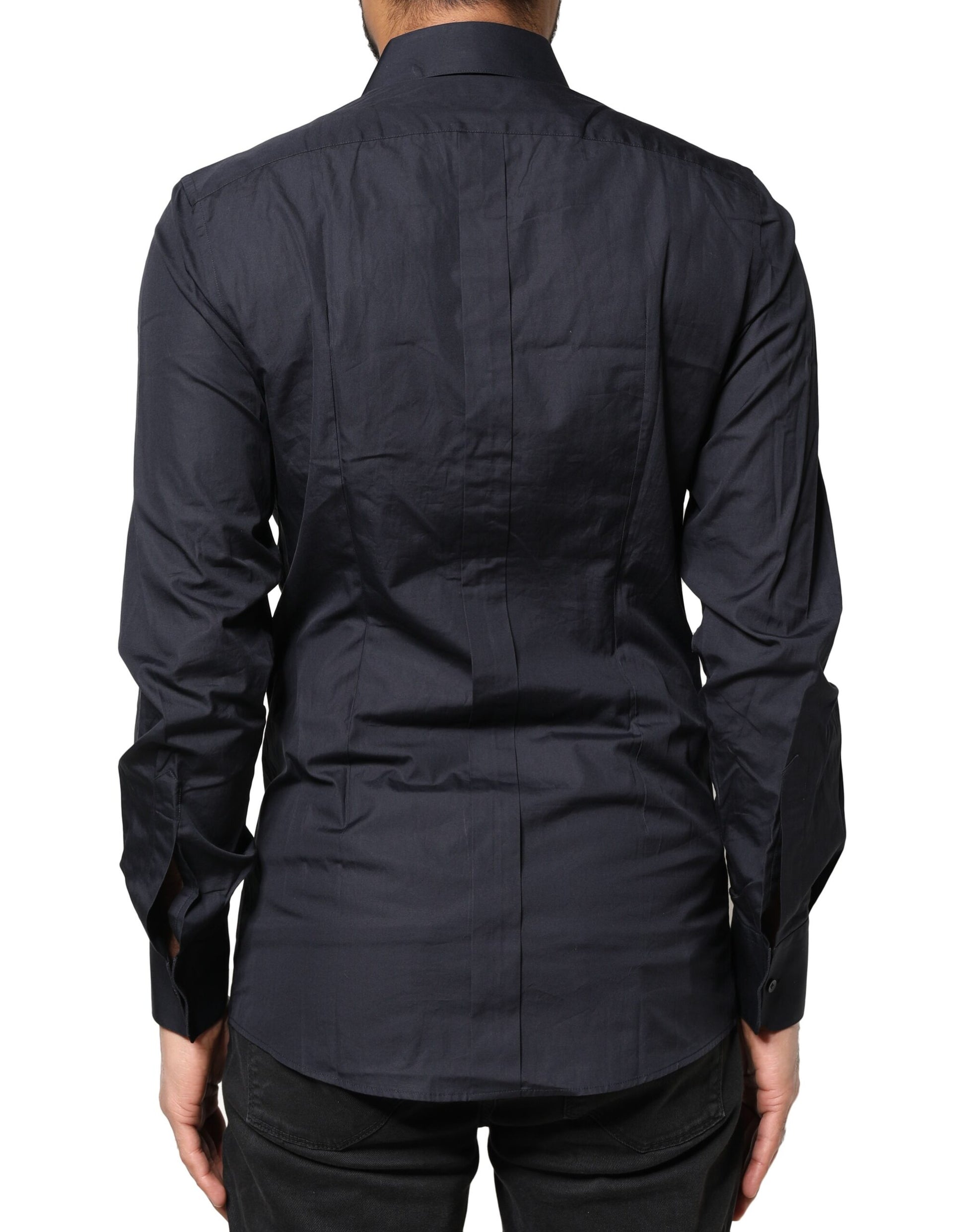 Dark Blue GOLD Cotton Long Sleeves Dress Shirt