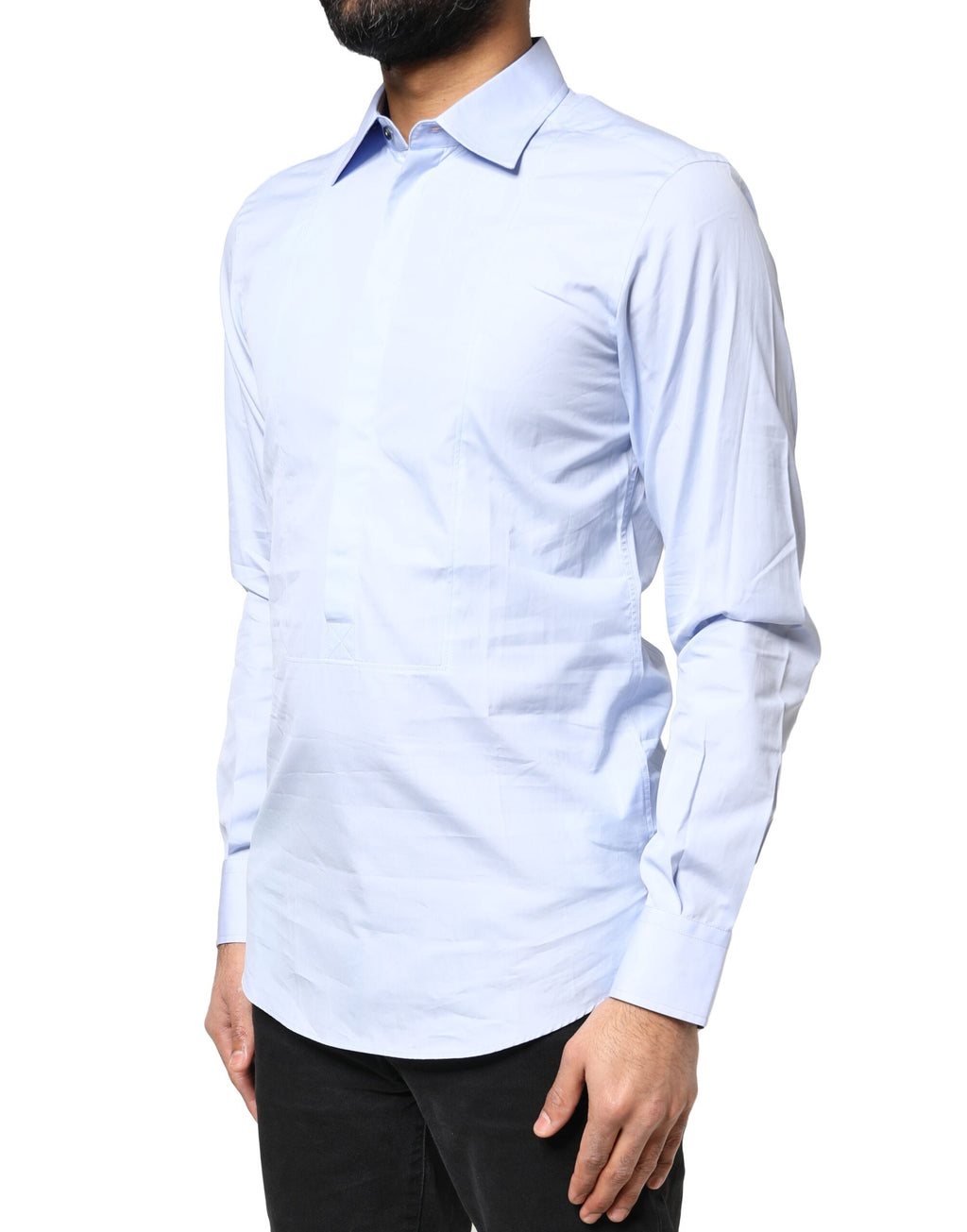 Light Blue Cotton Long Sleeves Dress Shirt
