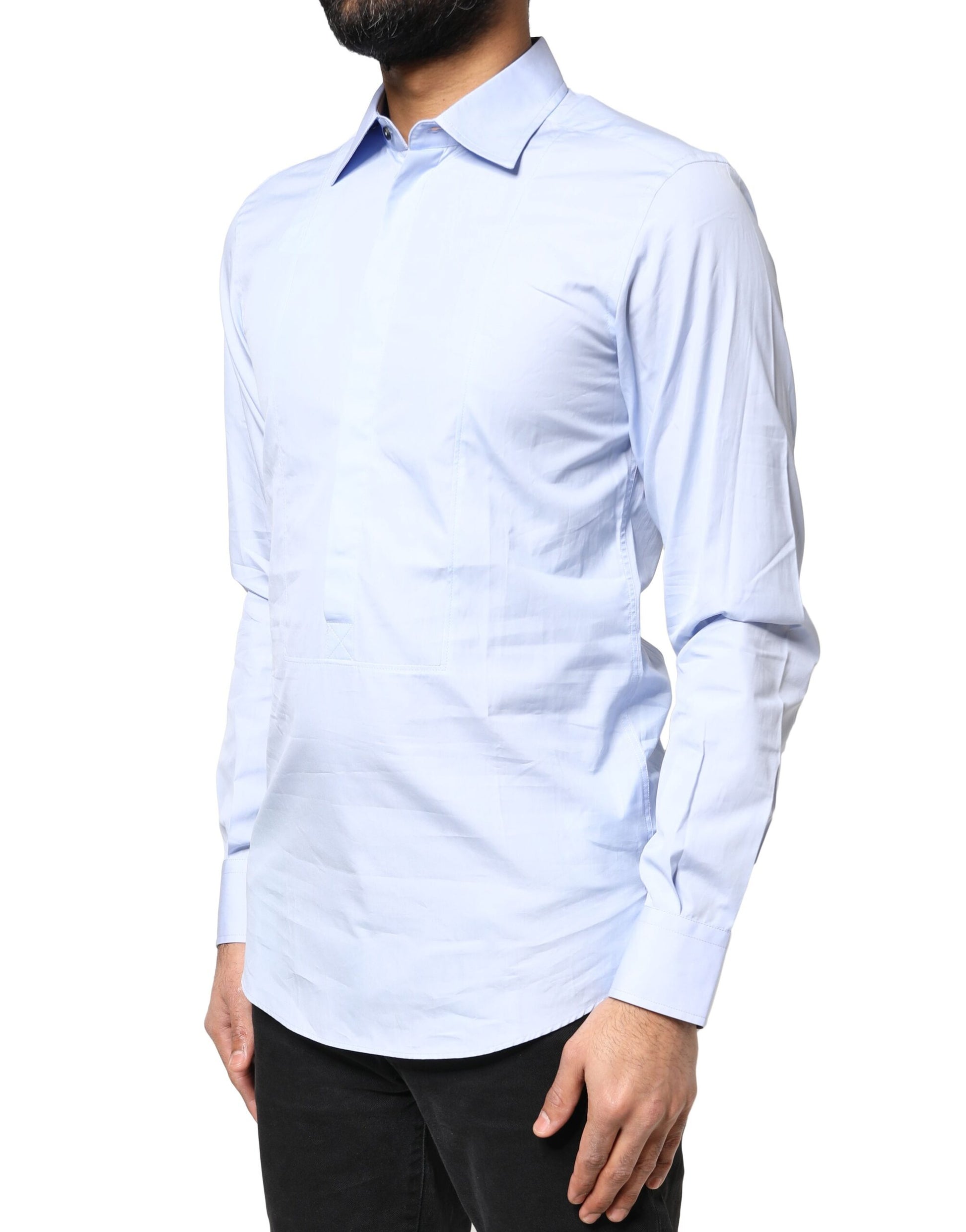 Light Blue Cotton Long Sleeves Dress Shirt