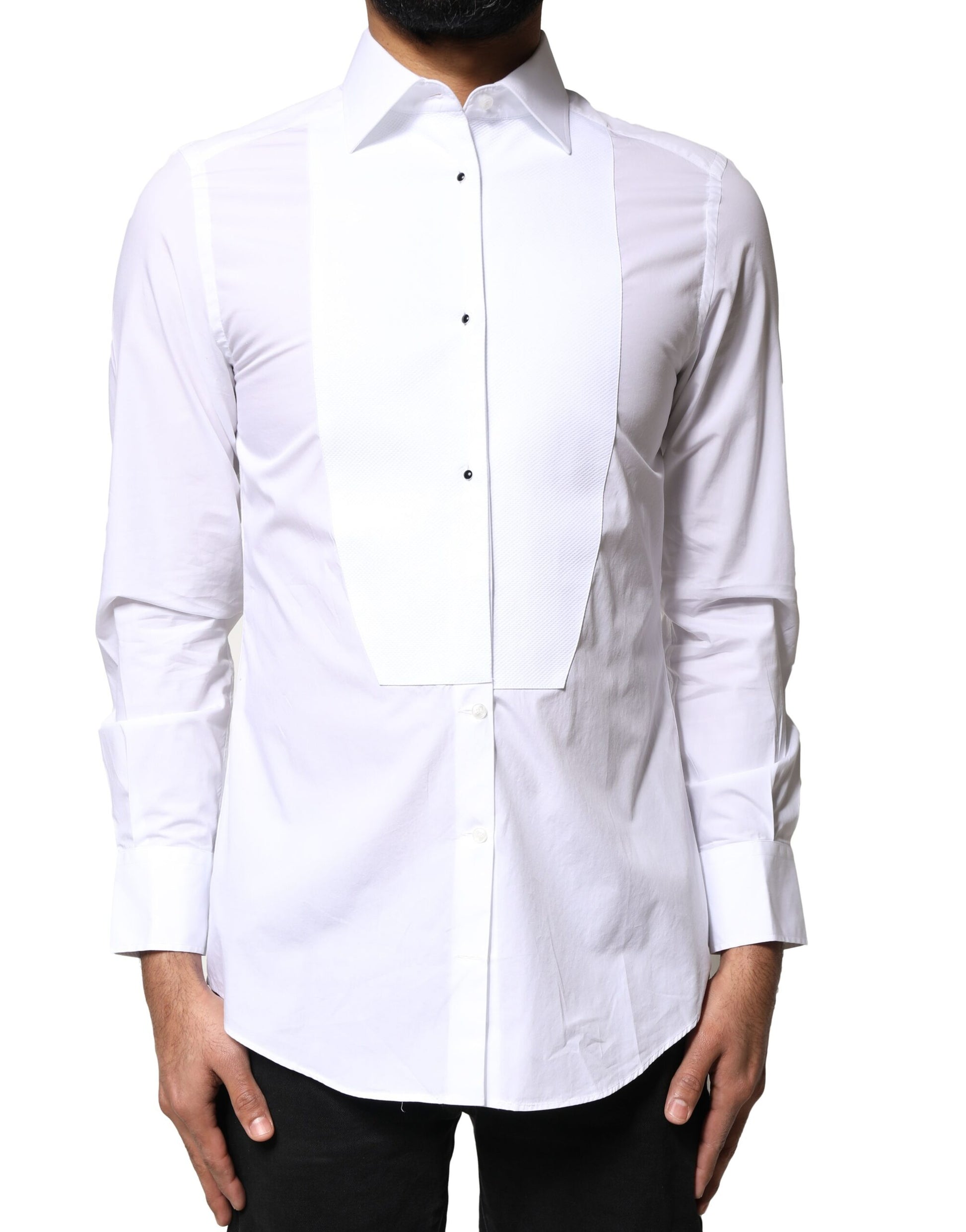 White Cotton Poplin Bib Formal Dress Shirt