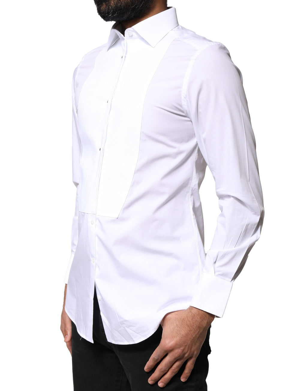 White Cotton Poplin Bib Formal Dress Shirt