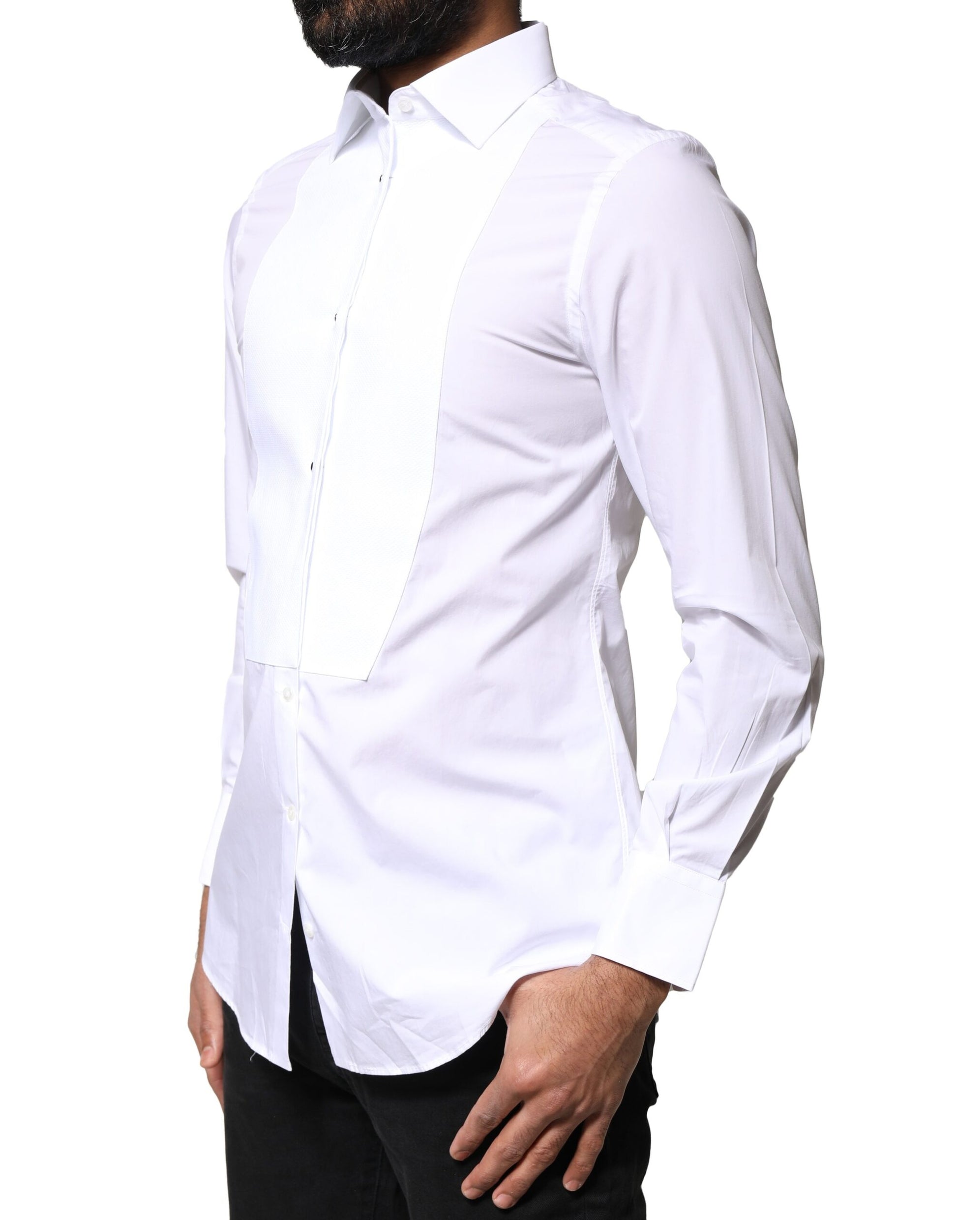 White Cotton Poplin Bib Formal Dress Shirt