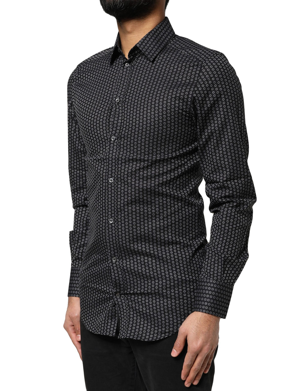 Black GOLD Patterned Cotton Men Dress Shirt