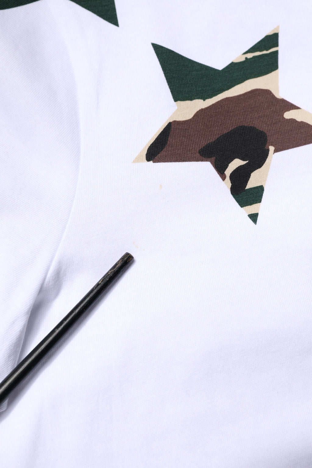 White Camouflage Stars Crew Neck T-shirt