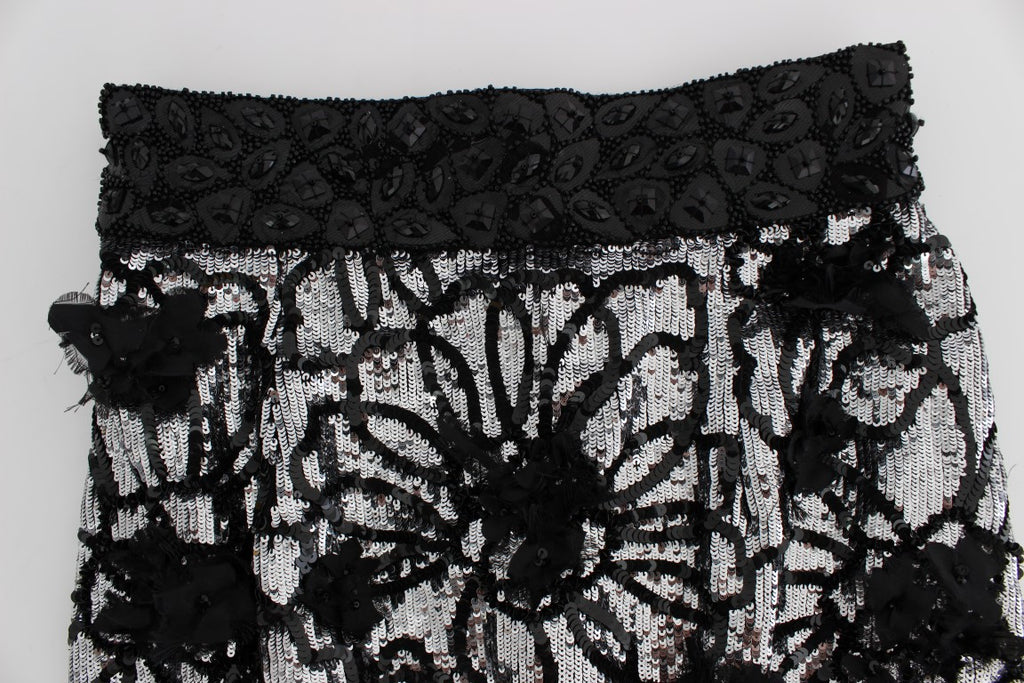 Black Crystal Sequined Mini Shorts