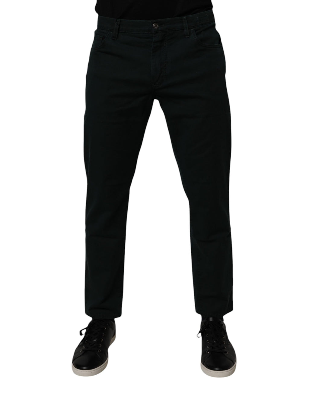 Dark Green Cotton Loose Men Denim Jeans