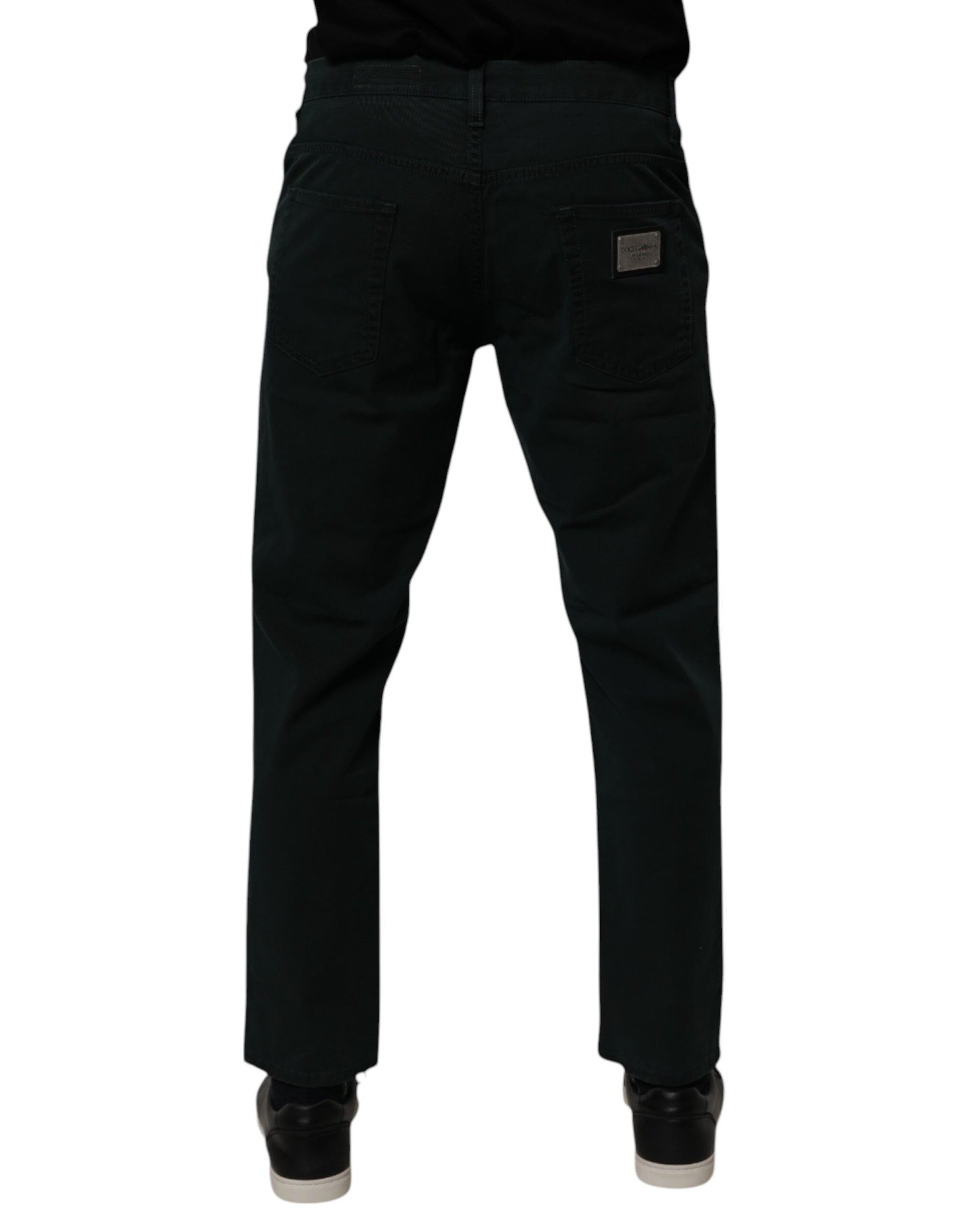 Dark Green Cotton Loose Men Denim Jeans